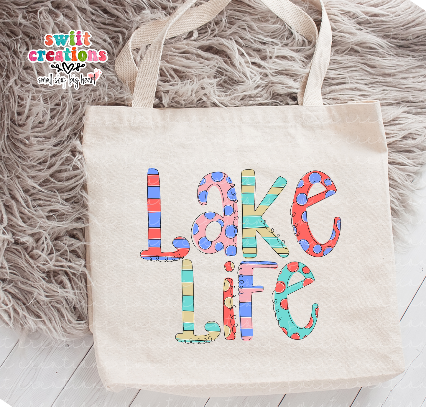 Lake Life Large Linen Tote