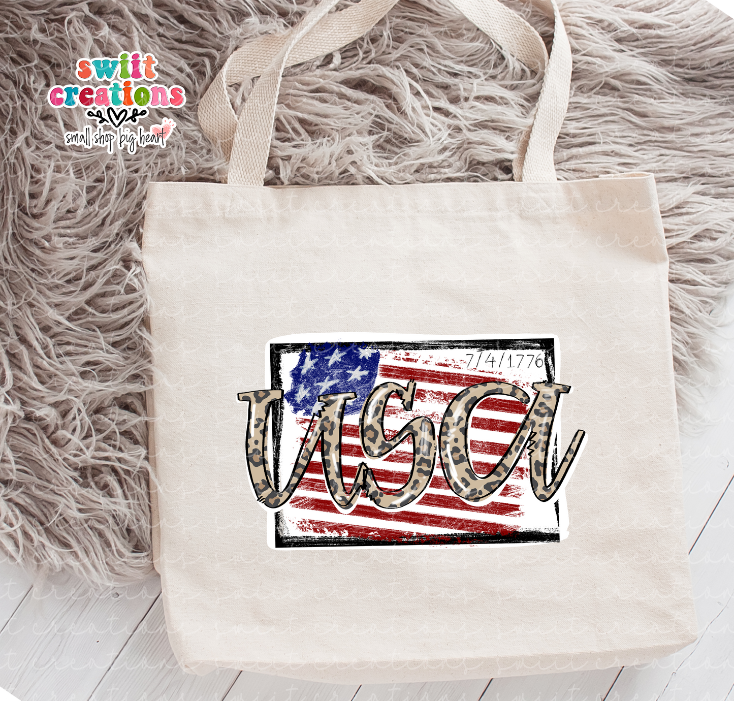 USA Leopard Large Linen Tote