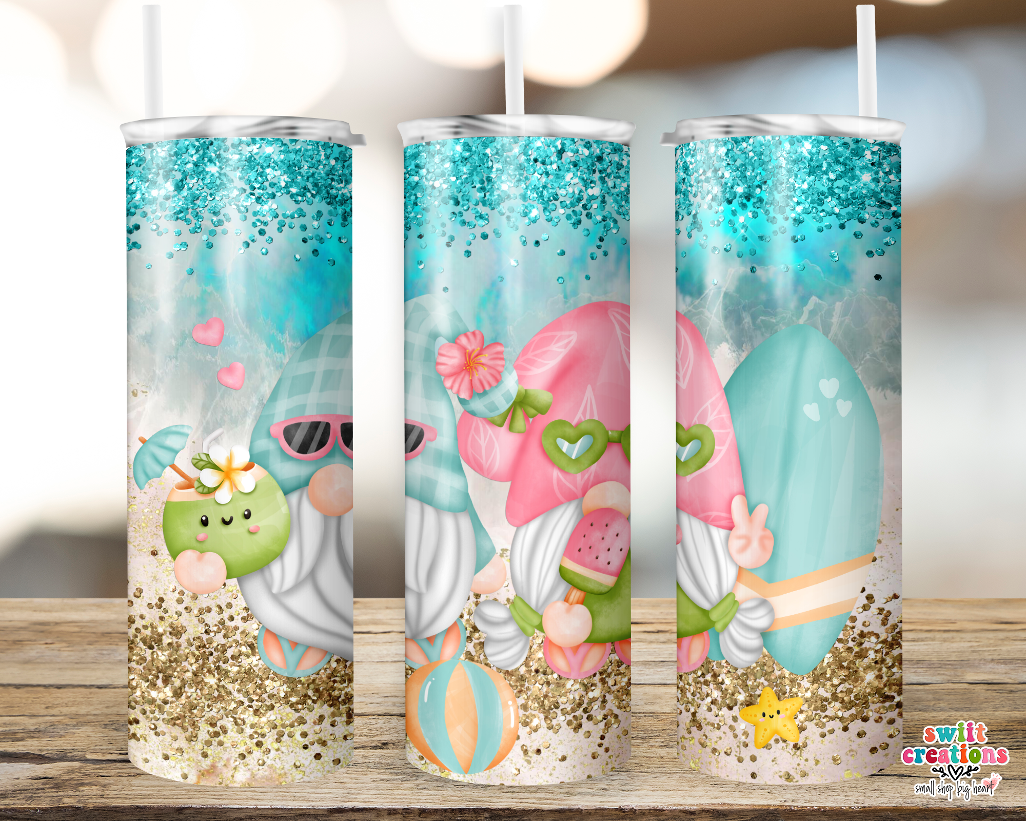 Summer Beach Gnome Tumbler (T228)