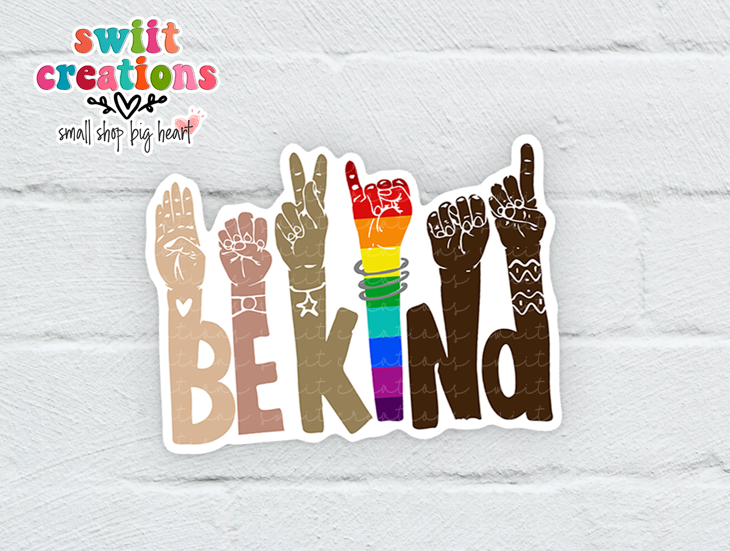 Be Kind Sign Language Waterproof Sticker (SS024) | SCD113
