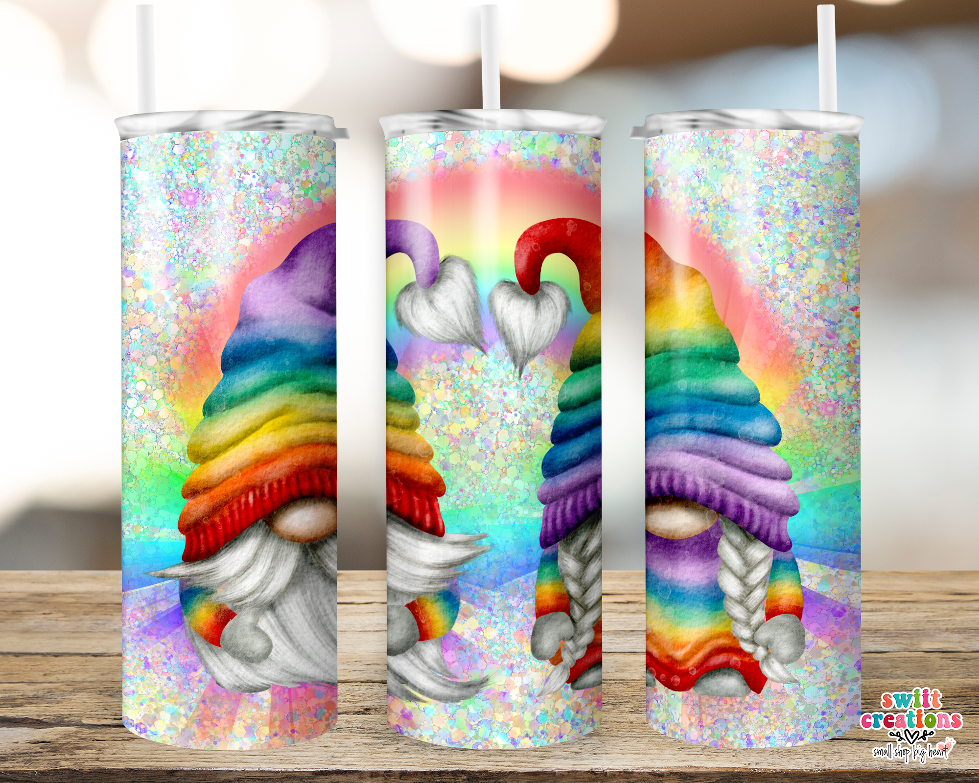 Rainbow Gnome Tumbler (T231)