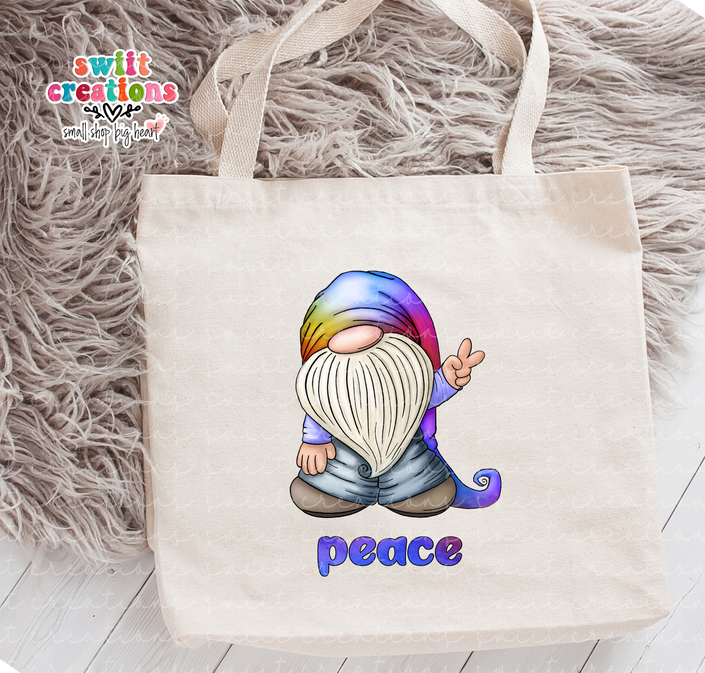 Peace Gnome Large Linen Tote