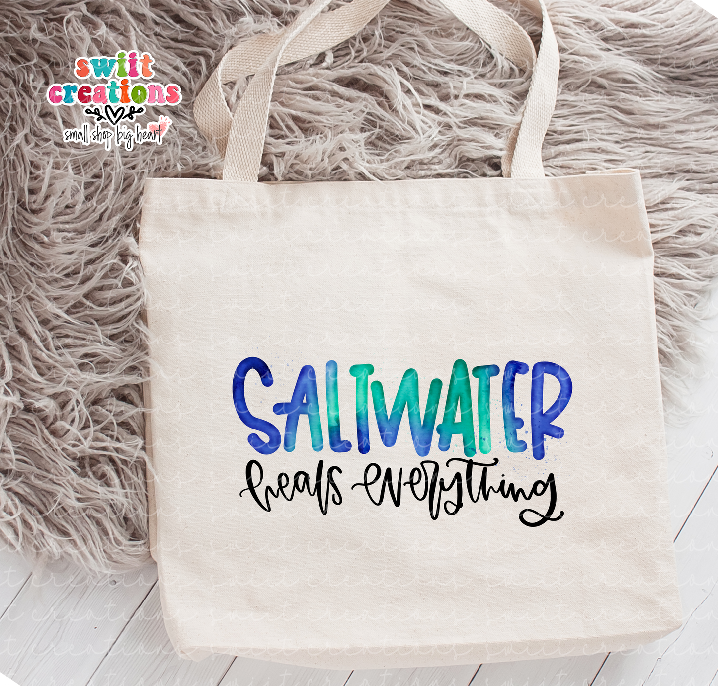 Saltwater Heals Everything Large Linen Tote