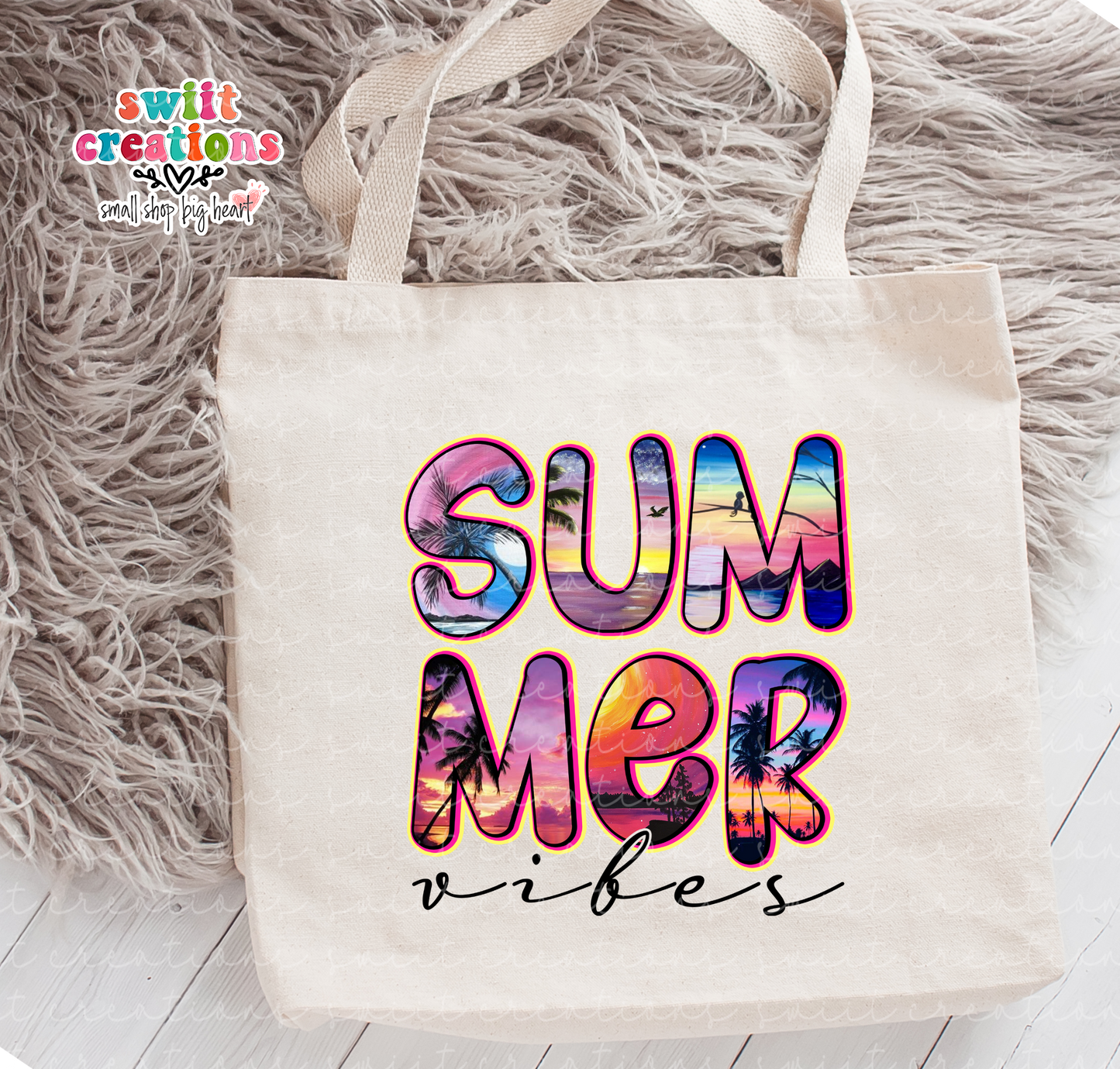 Summer Vibes Large Linen Tote