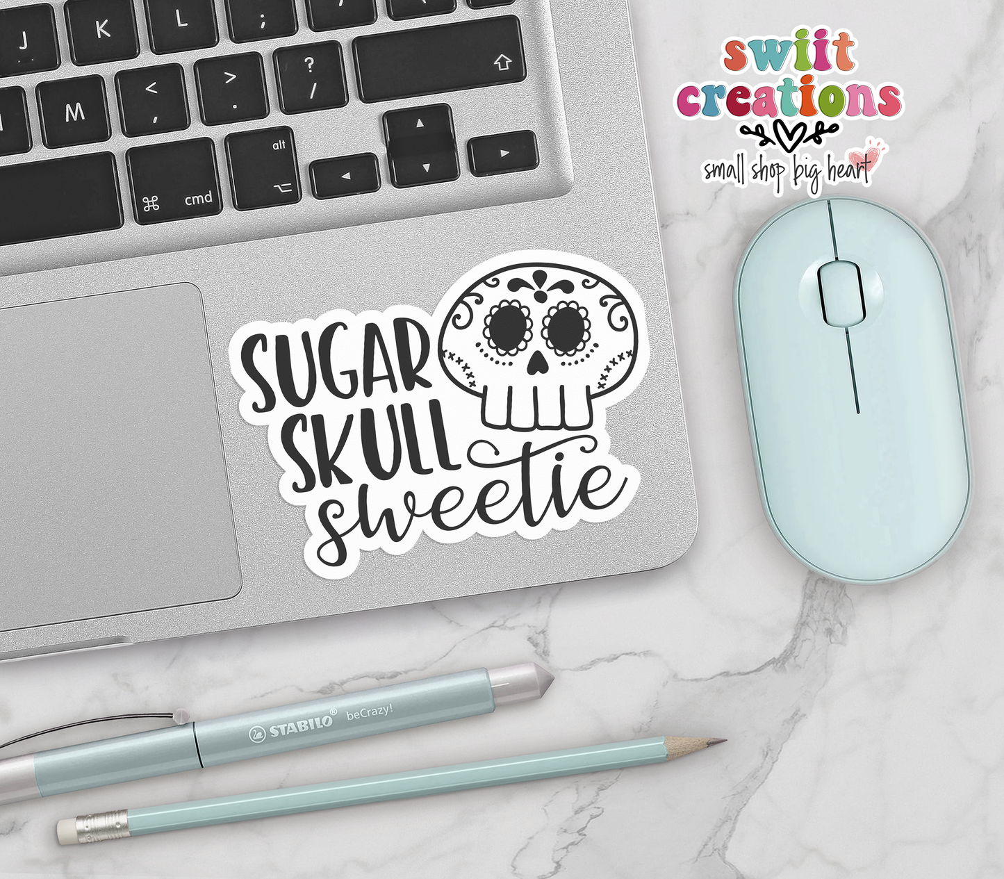 Sugar Skull Sweetie Waterproof Sticker (SS227) | SCD201