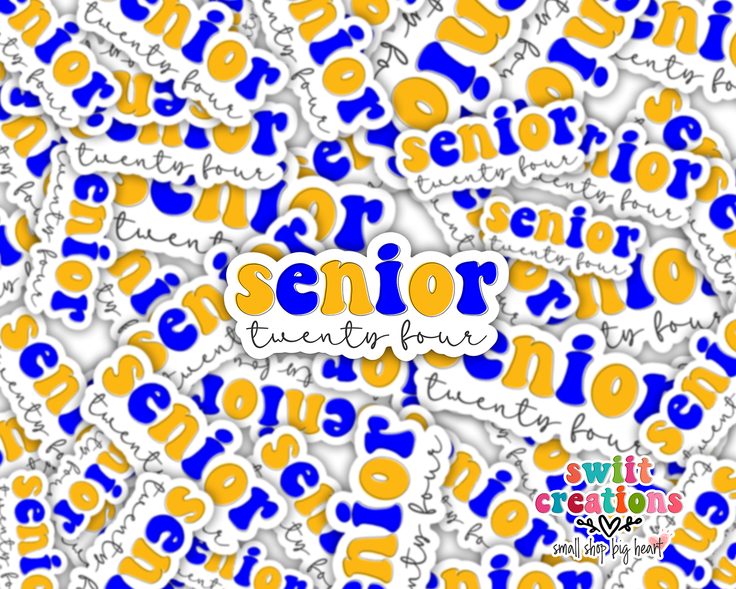 Senior 24 Waterproof Sticker Blue and Gold (SS378) | SCD554