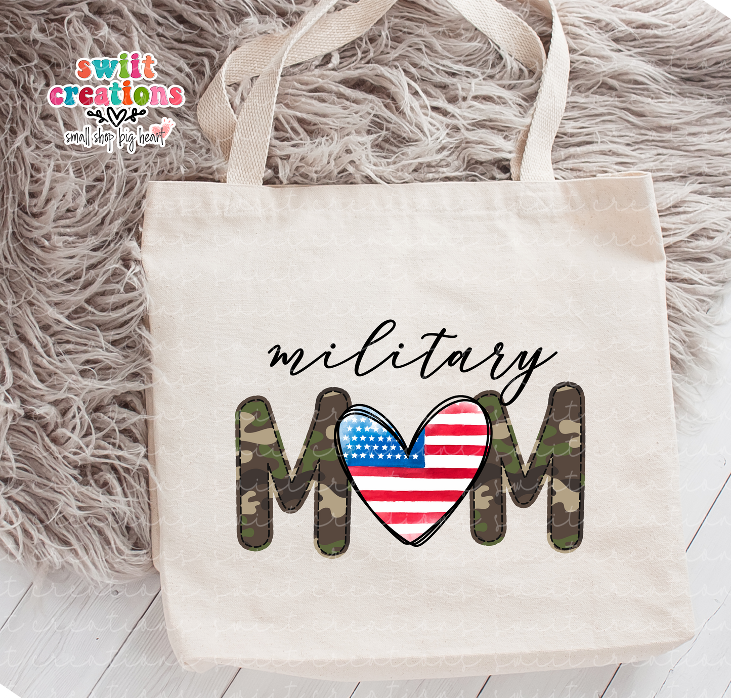 Military Mom Large Linen Tote