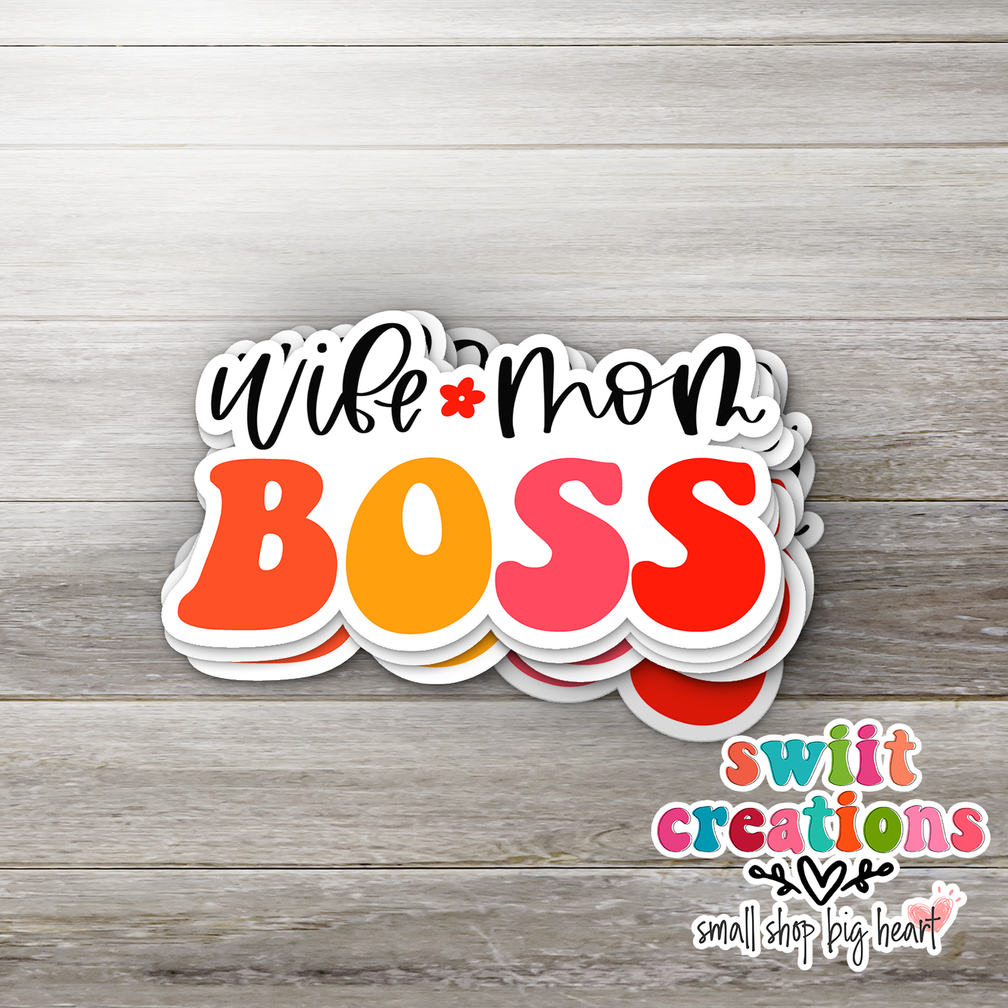 Wife Mom Boss Waterproof Sticker (SS169) | SCD083