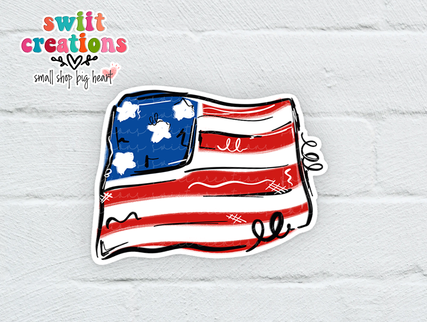 USA Flag Waterproof Sticker (SS285) | SCD404