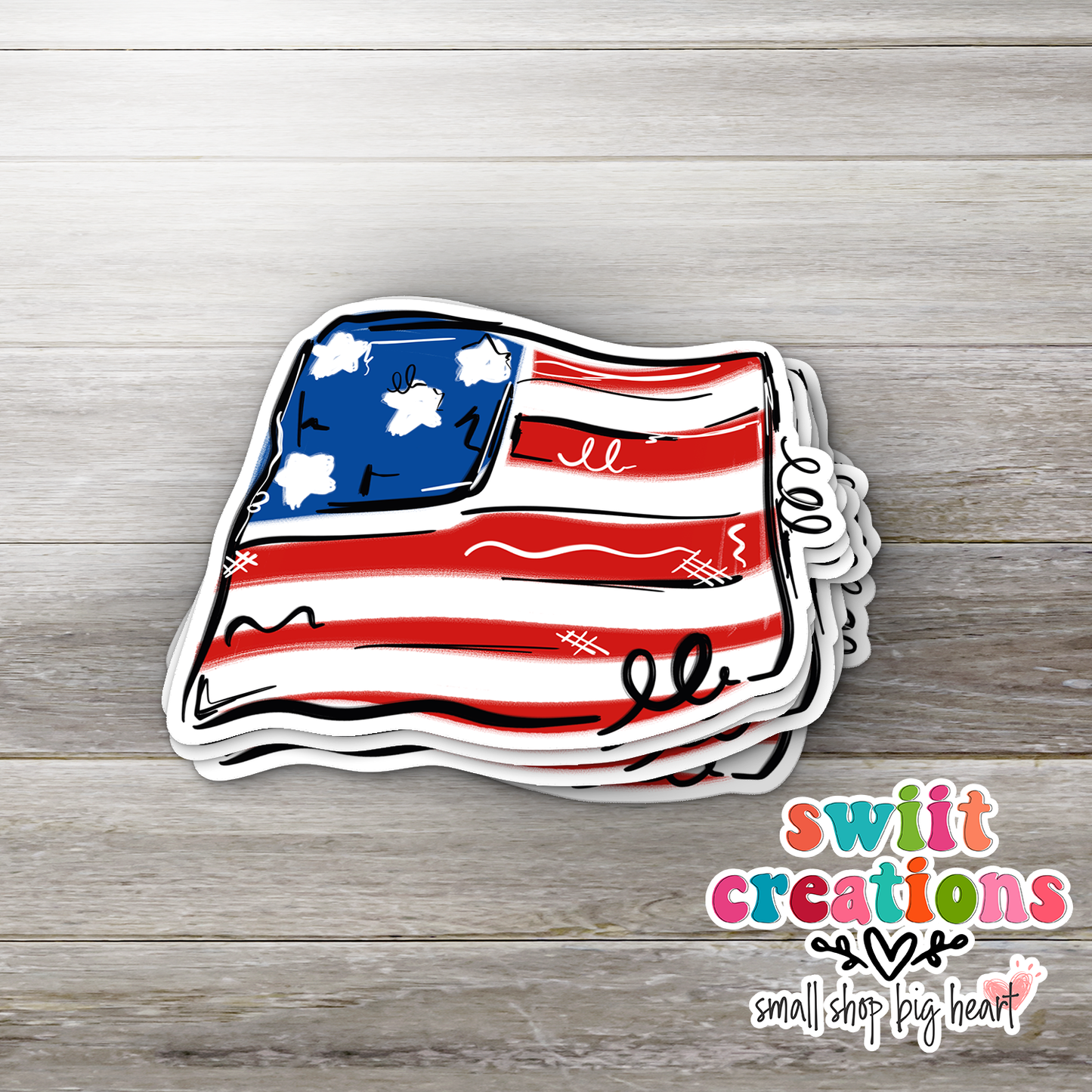USA Flag Waterproof Sticker (SS285) | SCD404