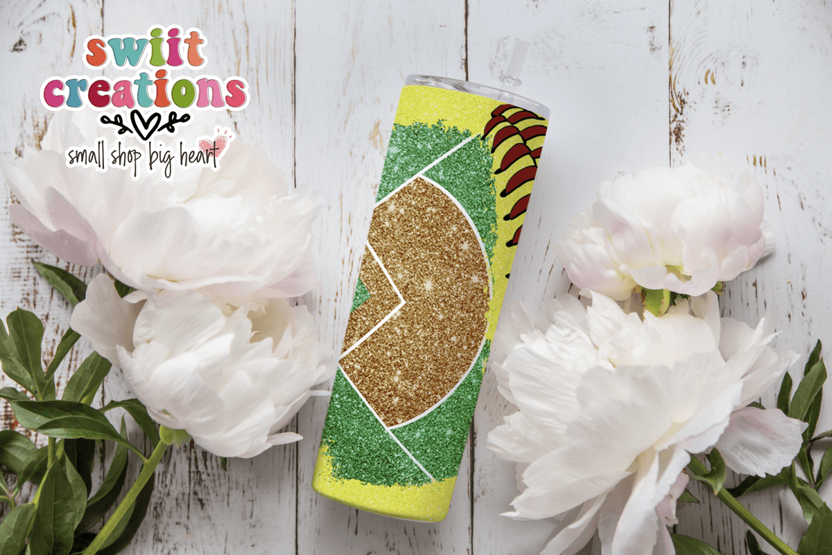 My Heart is On That Softball Field Tumbler (T366) - Swiit Creations