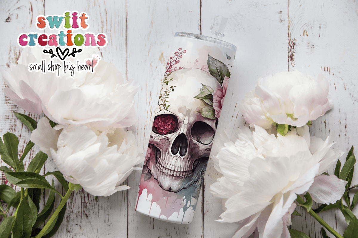 Rose Skull Tumbler (T407) - Swiit Creations