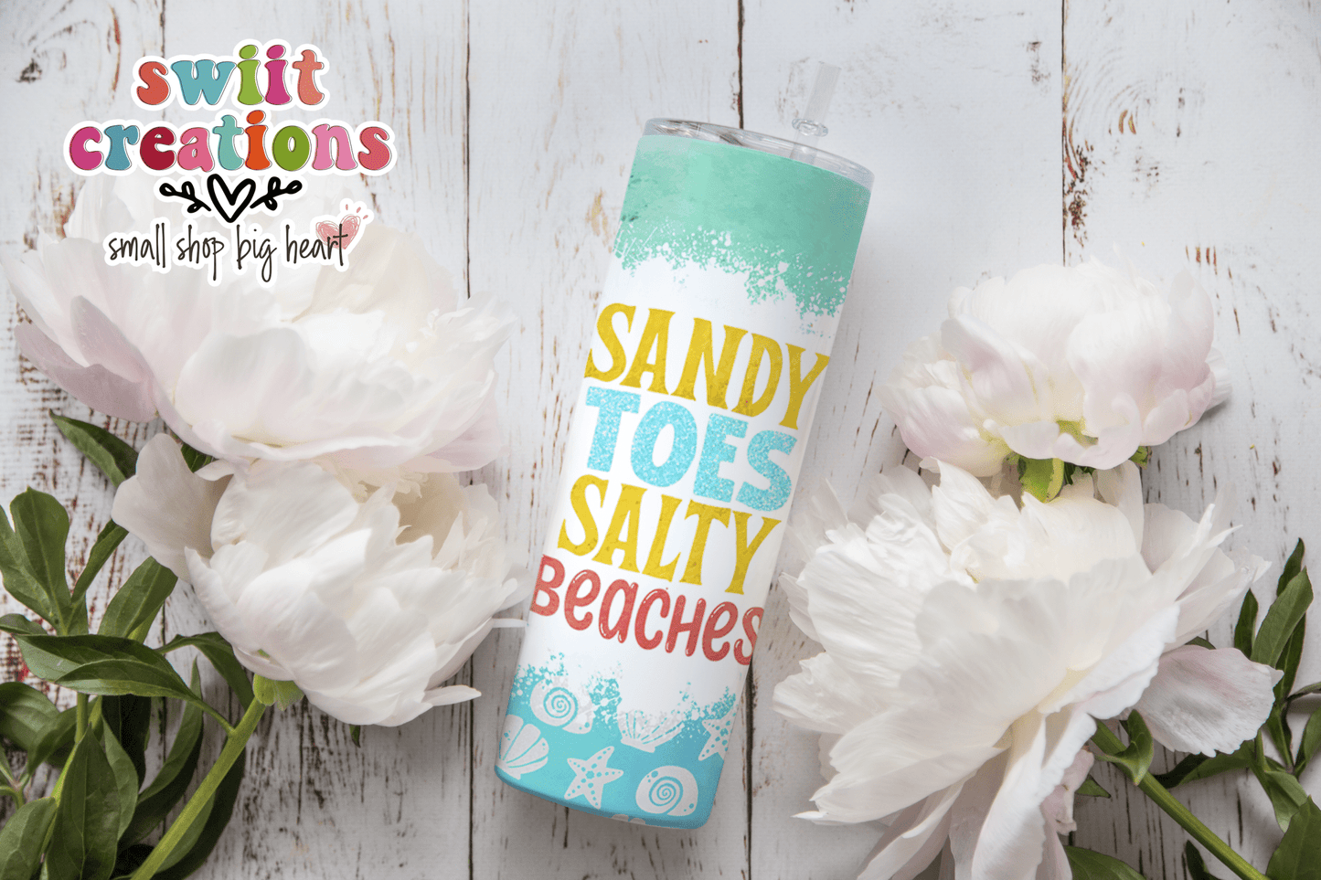 Sandy Toes Salty Beaches Tumbler (T335) - Swiit Creations