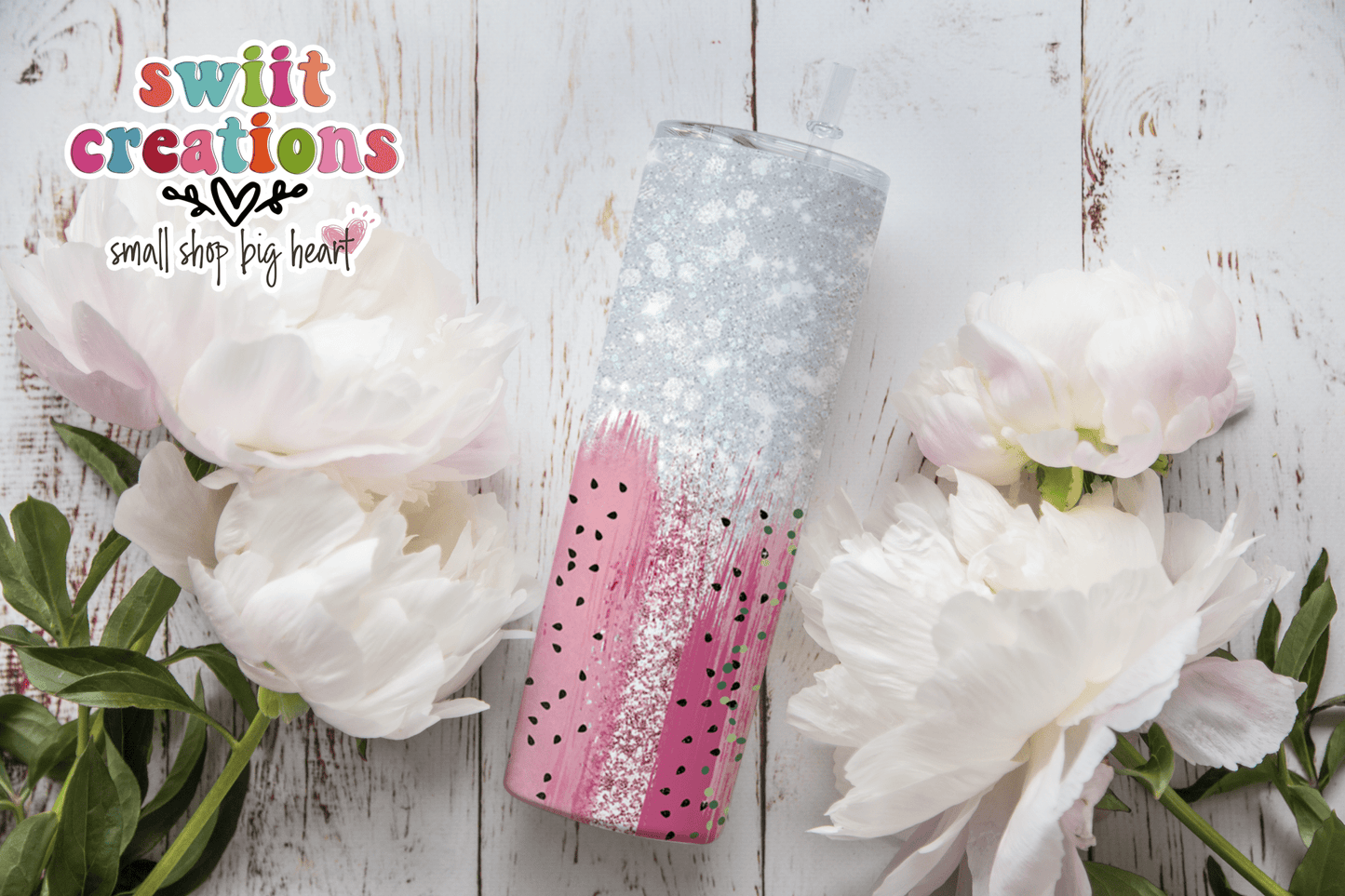 Watermelon Glitter Tumbler (T195) - Swiit Creations