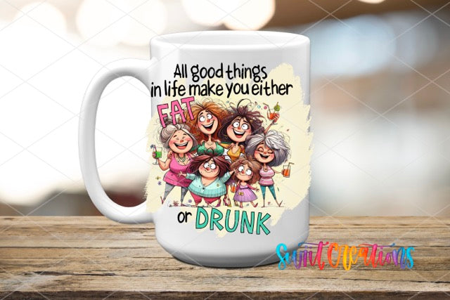 a coffee mug with a picture of a group of people on it