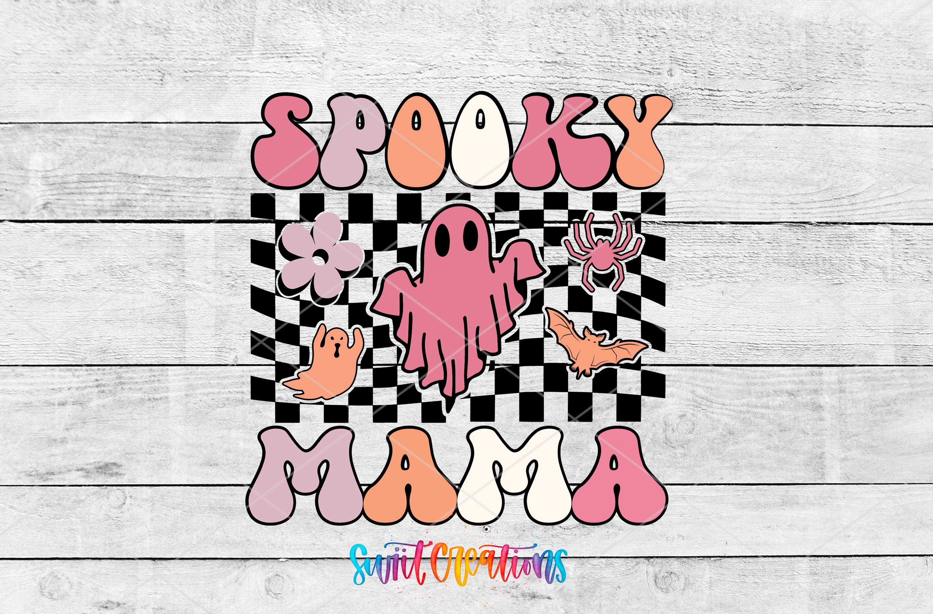 a pink and orange sticker with the words booy mama on it