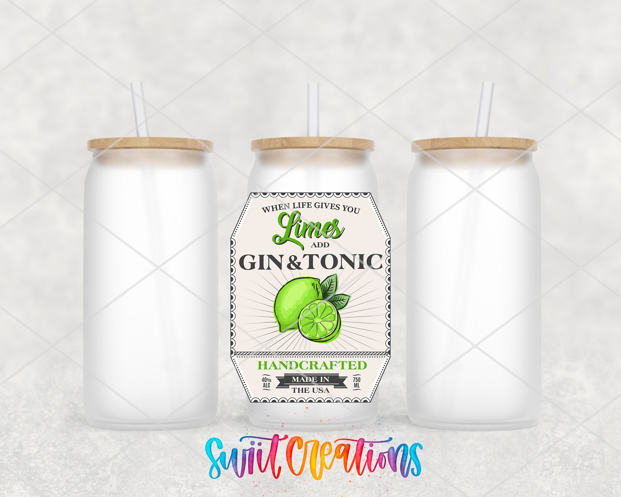 a bottle of gin and tonic with a straw in it