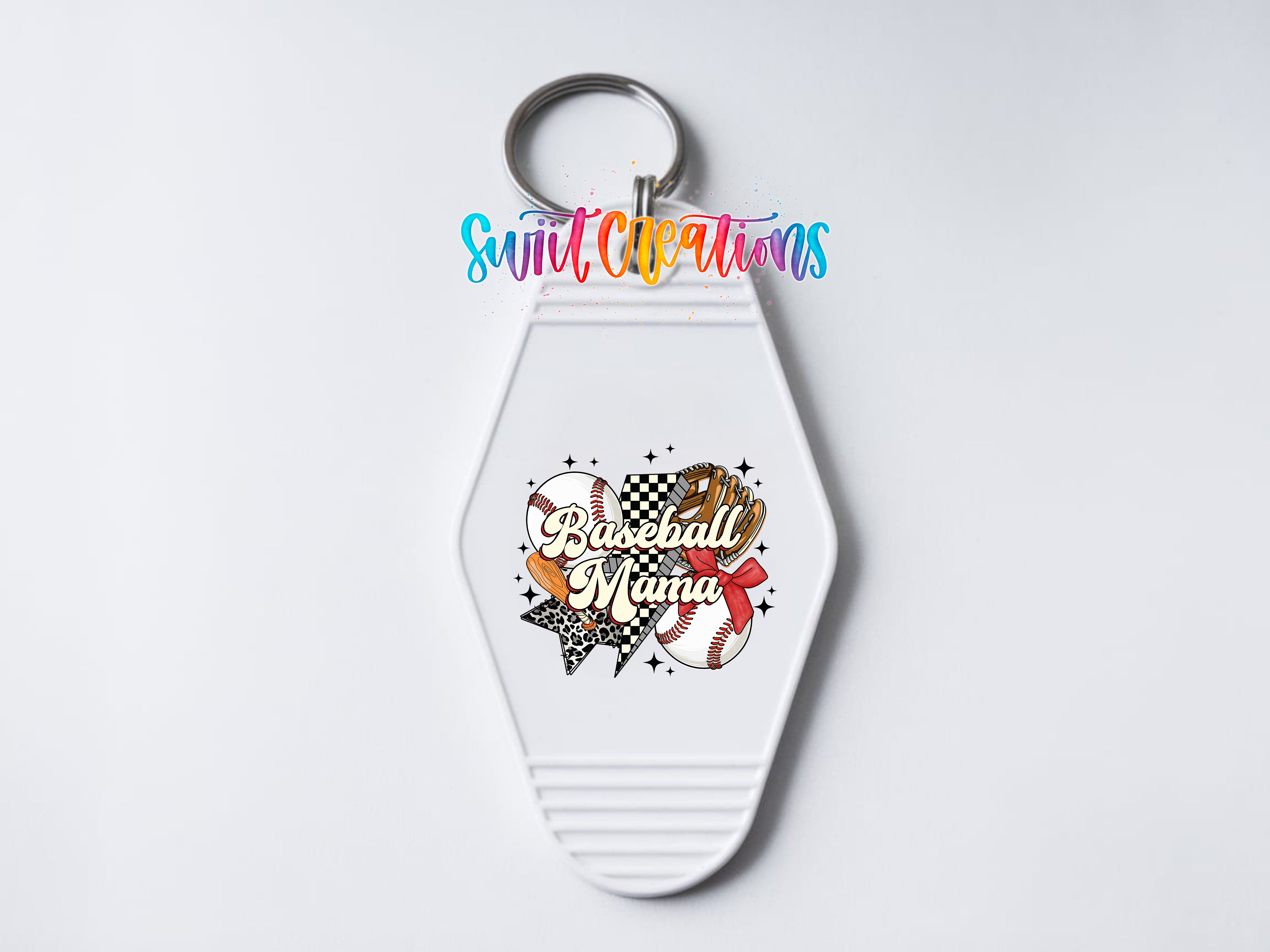 A keychain with a baseball motif and the text "Baseball Miami" printed on it.