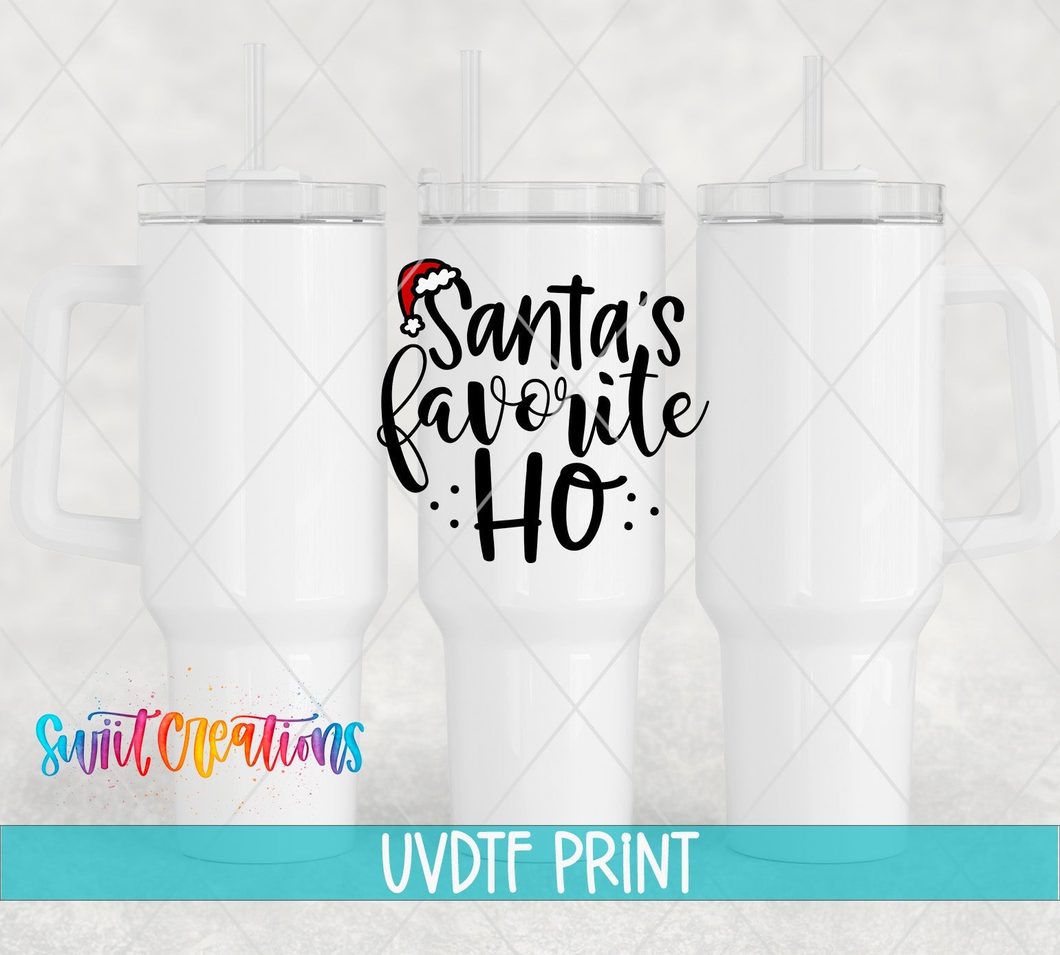 three white coffee mugs with santa's favorite ho lettering