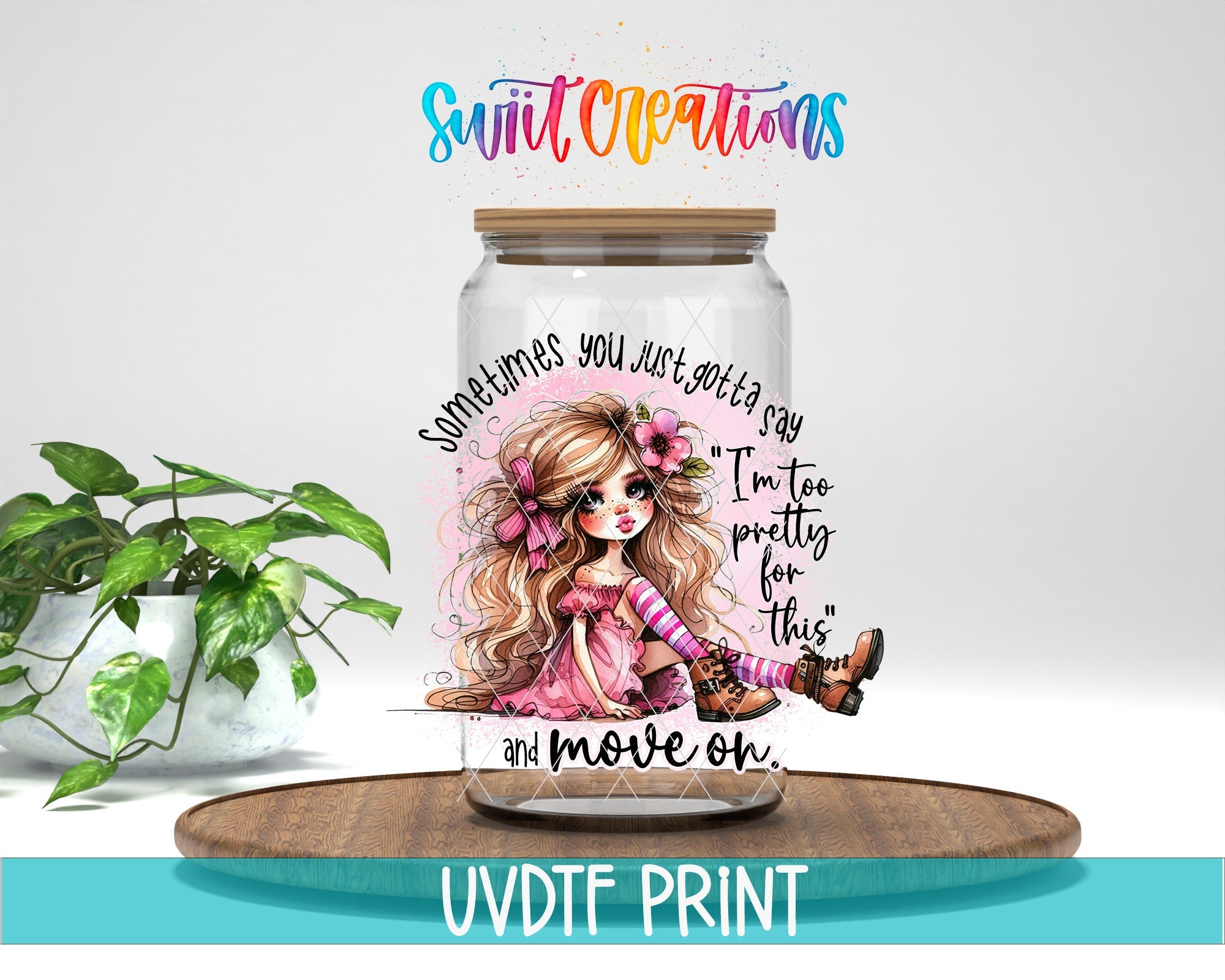 a jar with a picture of a girl on it