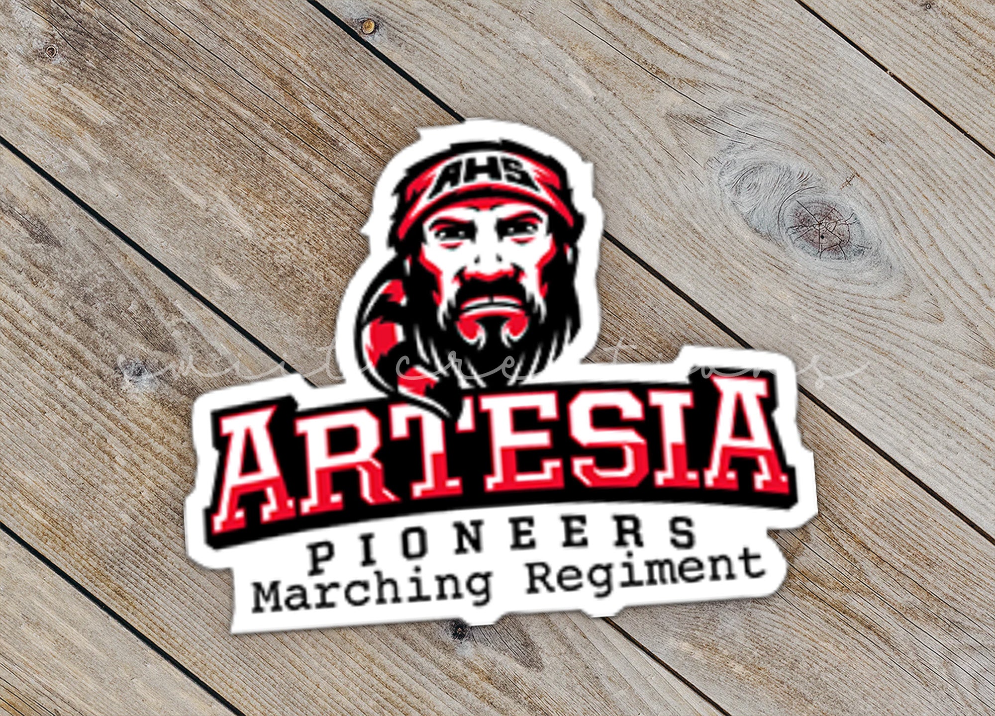 a sticker of a man with a beard wearing a hat