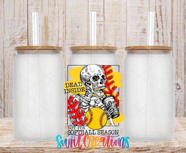 two white tumblers with a skeleton holding a baseball
