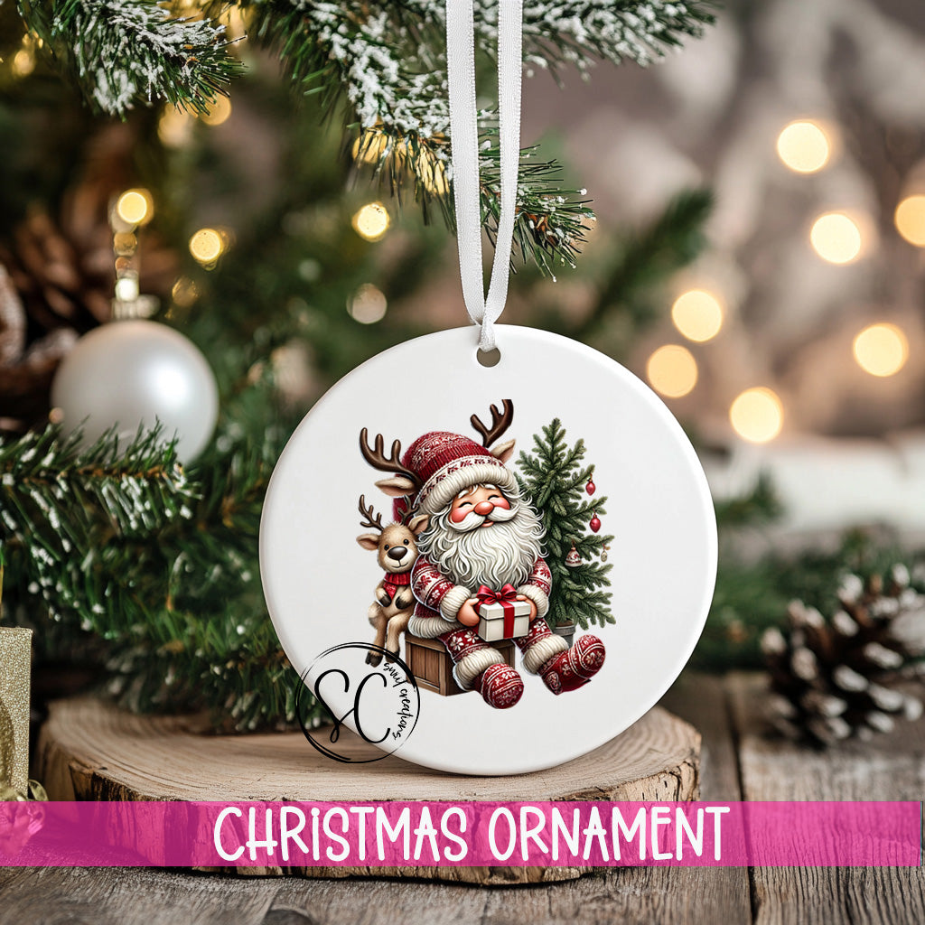 a christmas ornament hanging from a tree
