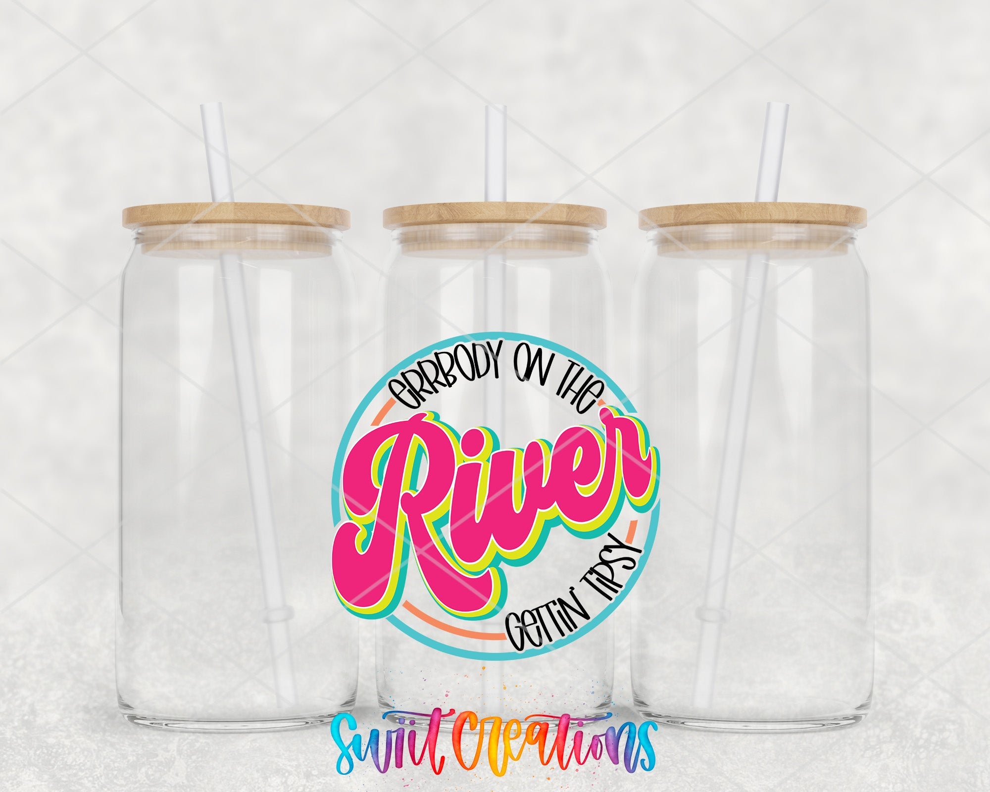 two clear plastic cups with wooden lids and straws