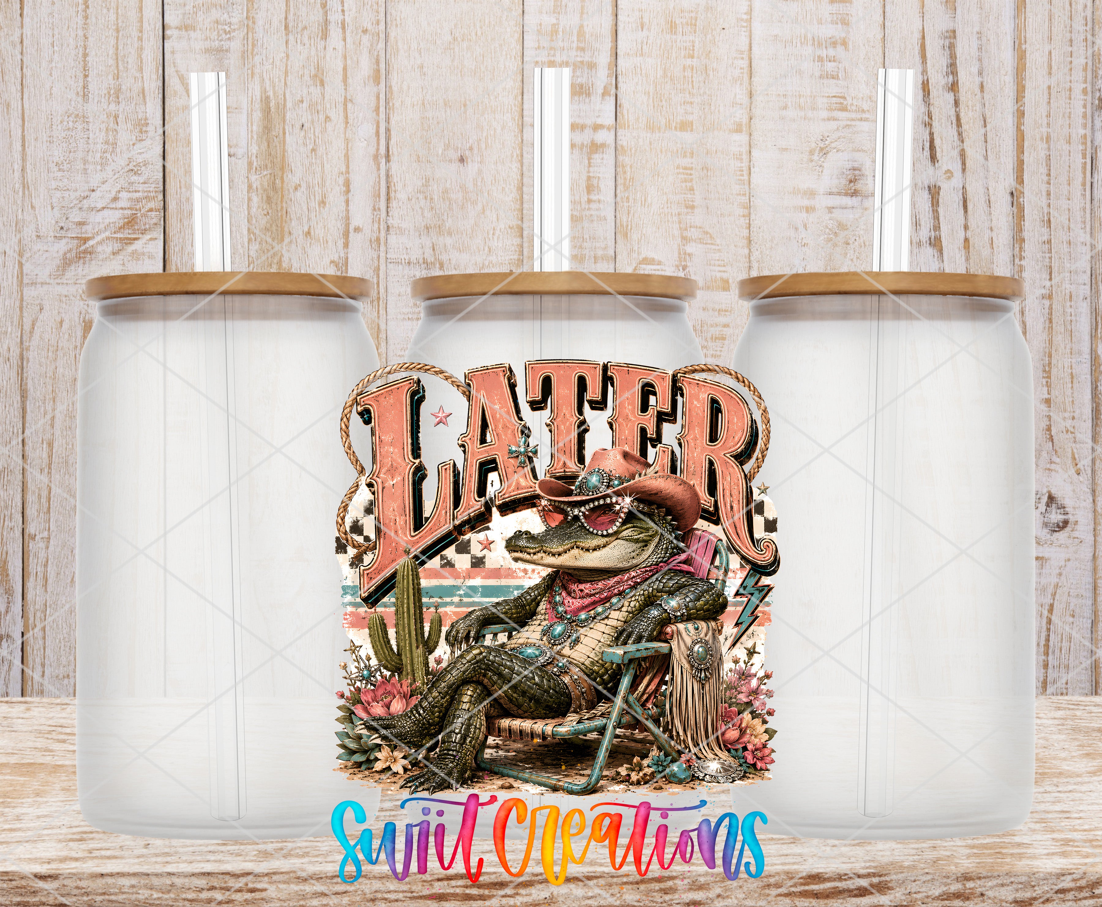 a colorful illustration of a frog sitting in a chair, with the word "later" prominently displayed in the center.