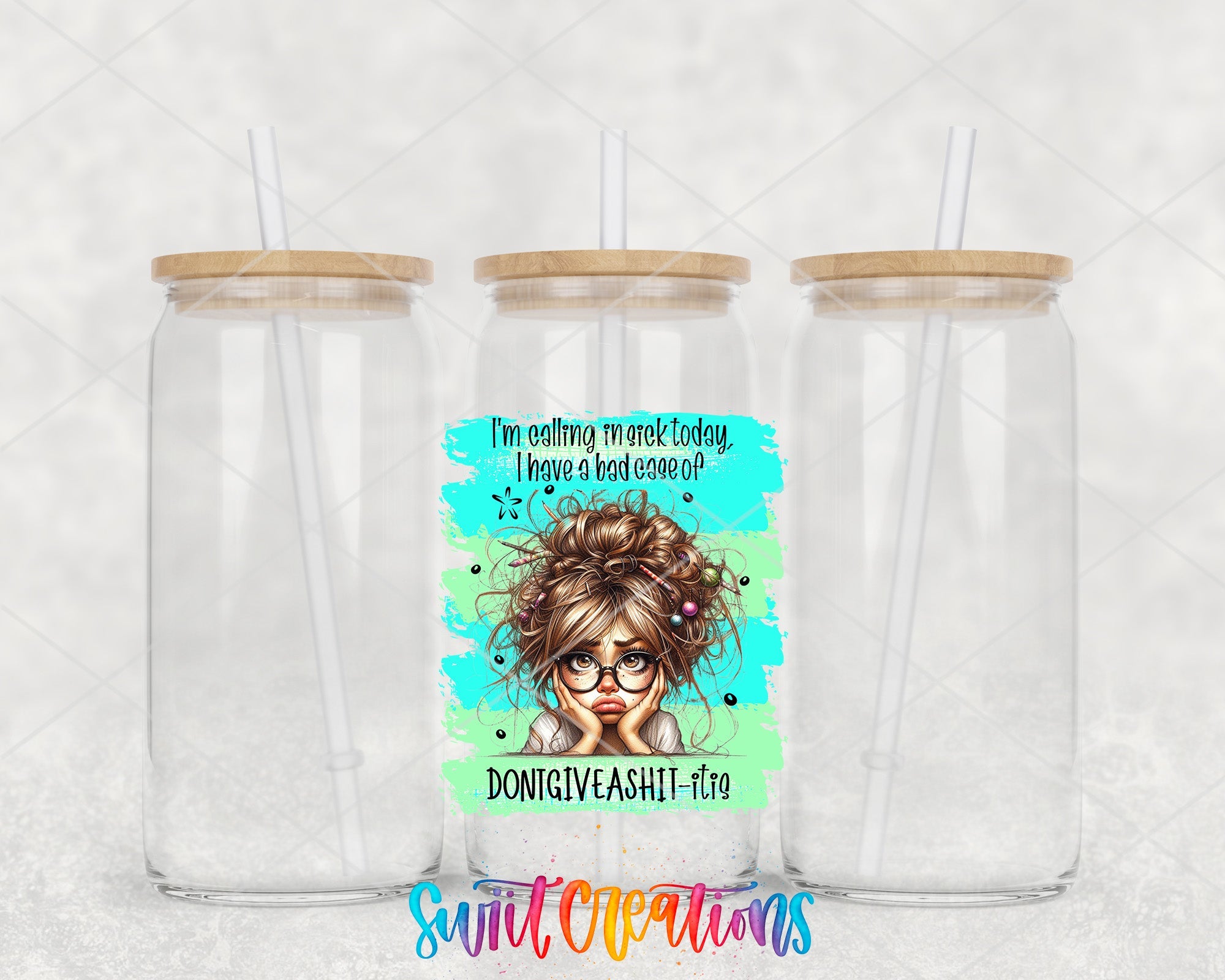 two clear tumblers with a picture of a woman's face on the side
