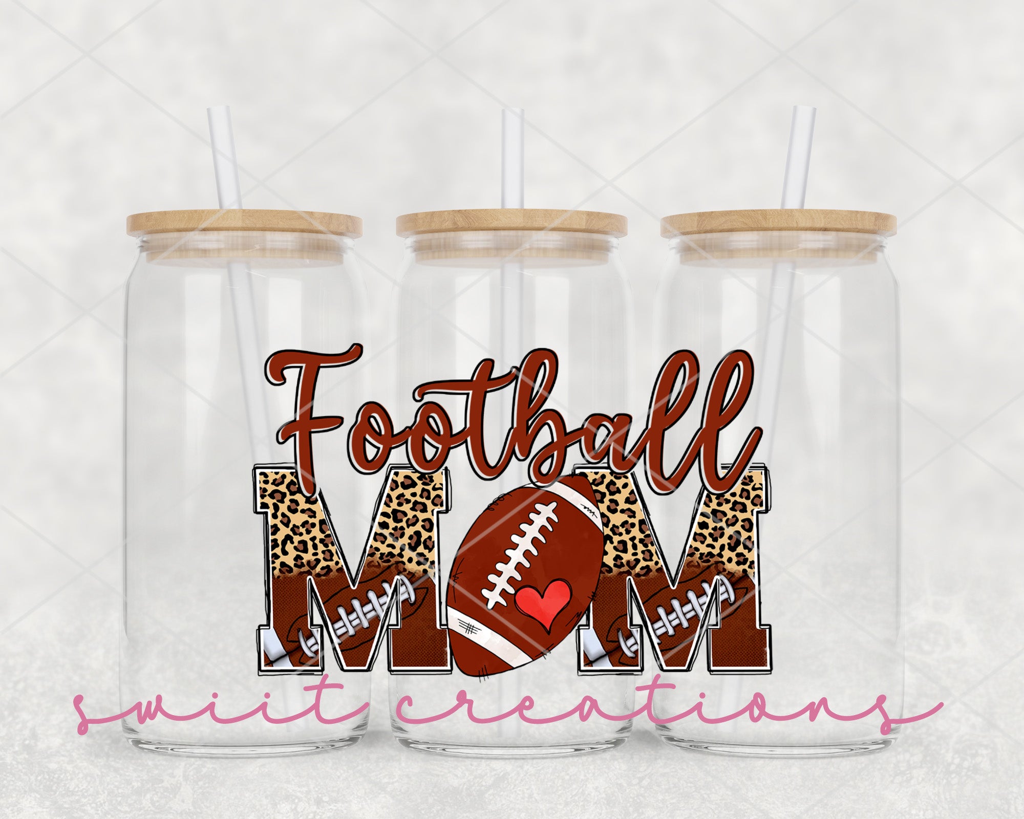 a couple of cups with a football on them