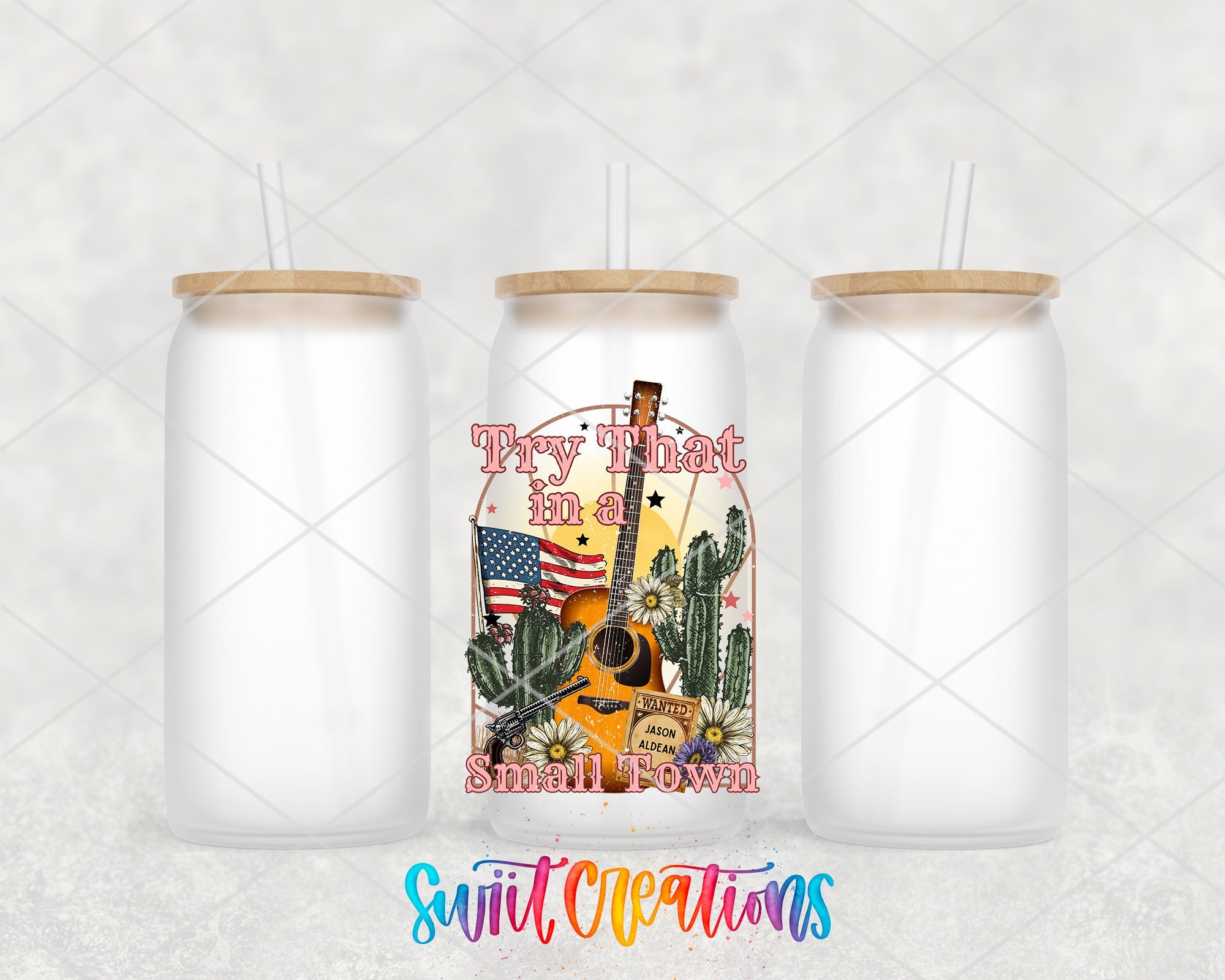 a couple of mason jars with straws in them