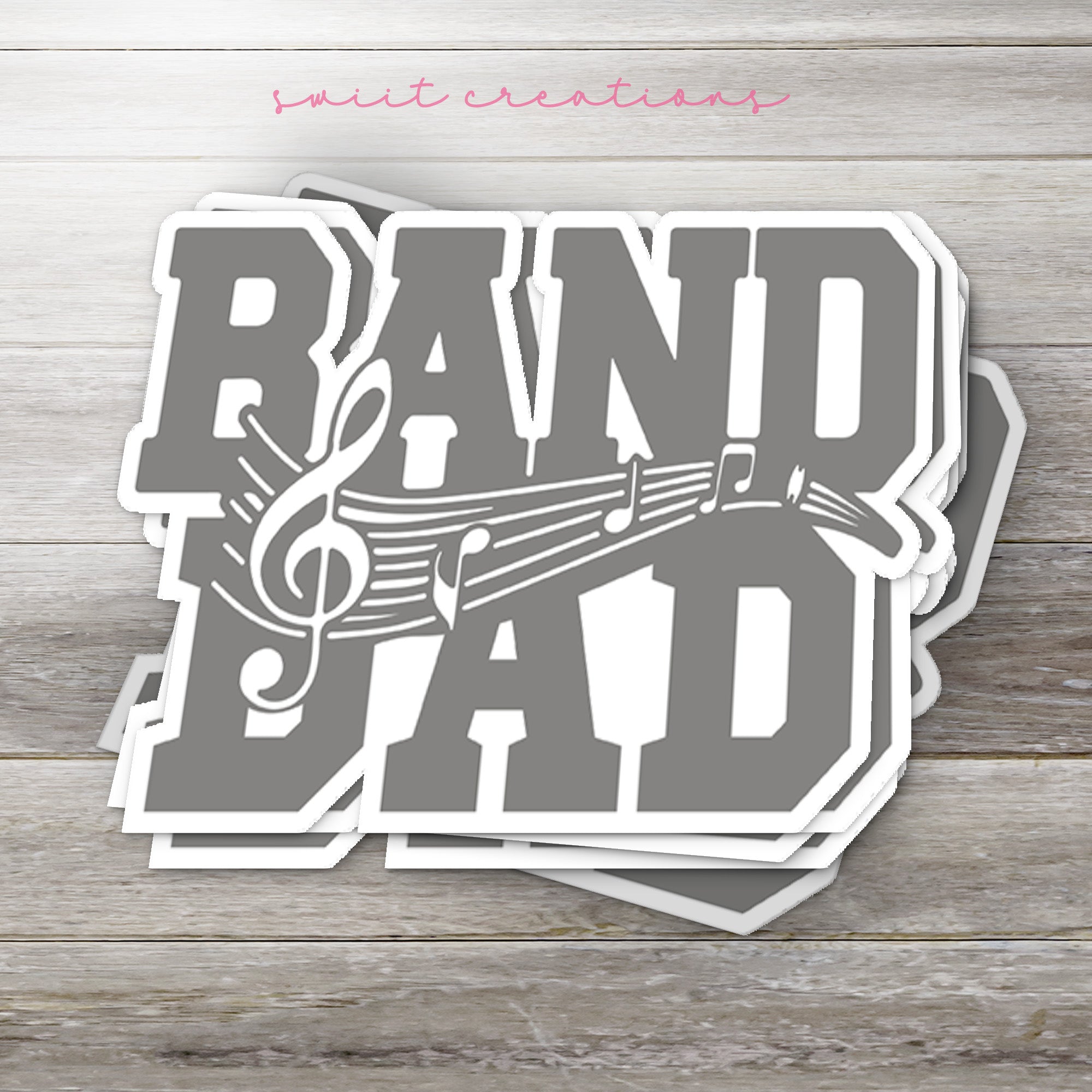 a sticker with the words band dad on it
