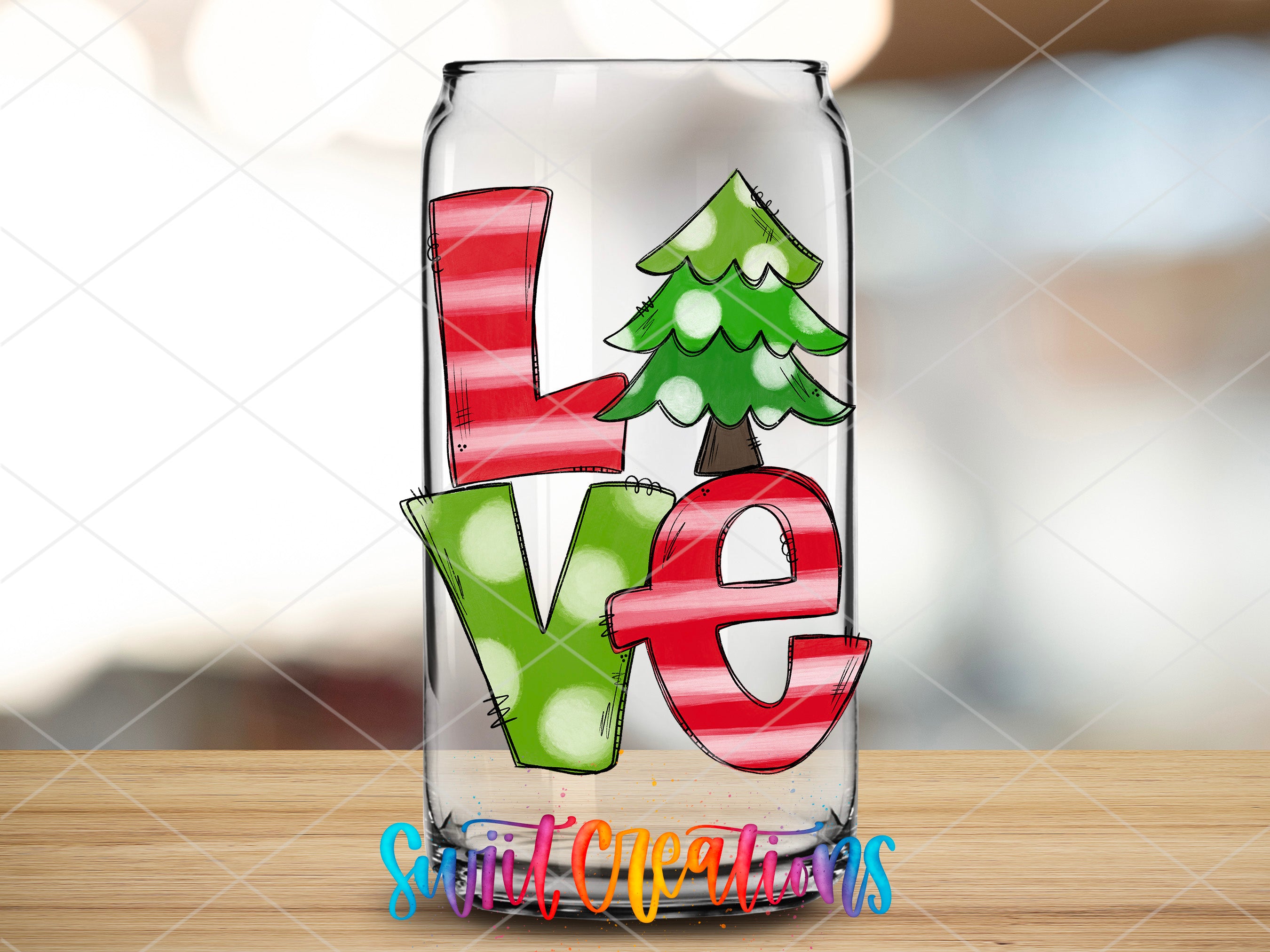 a glass with the word love painted on it