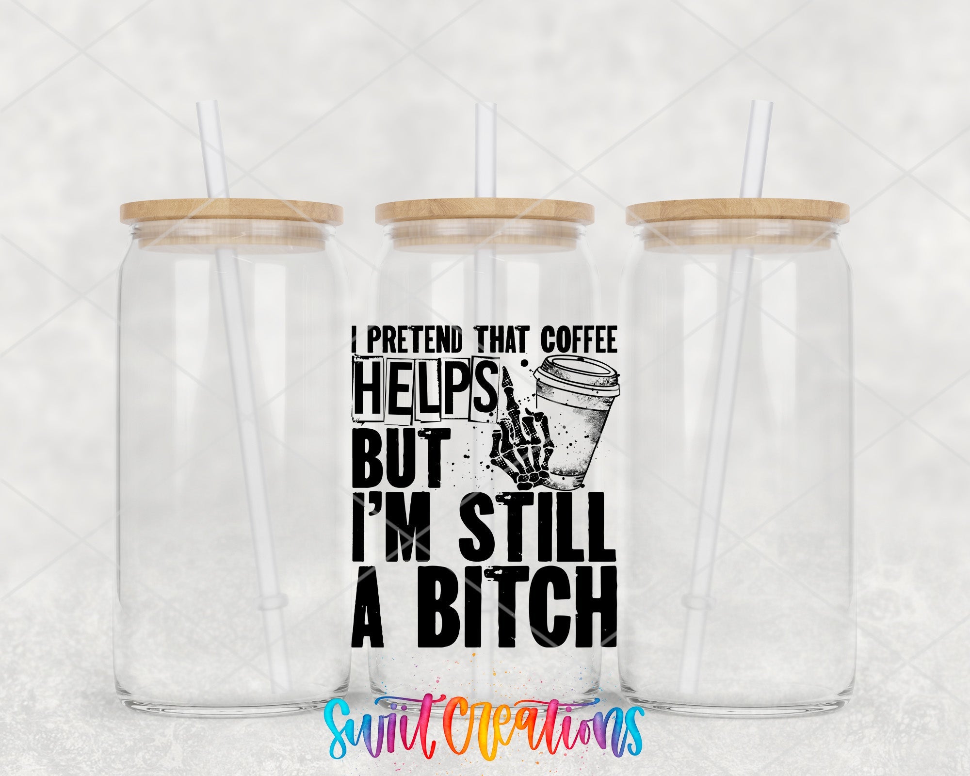two plastic cups with straws on top of them