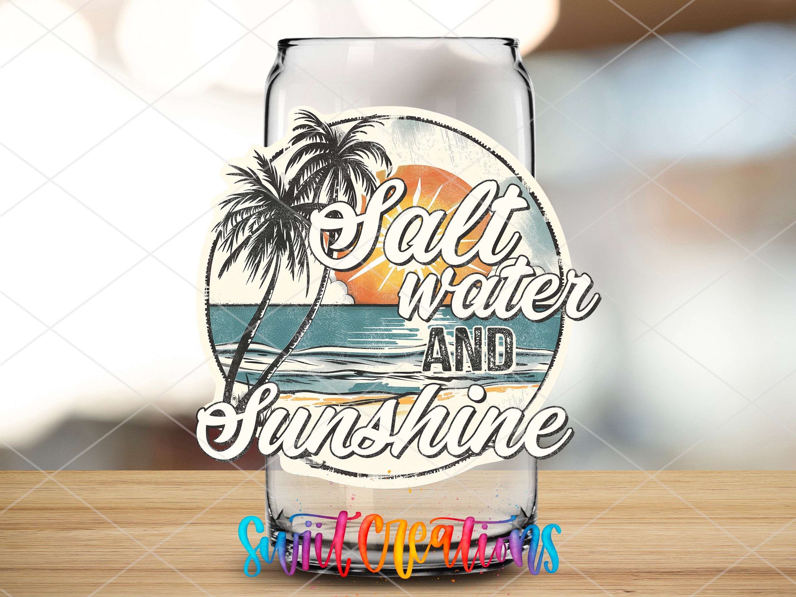 a bottle of water with the words salt water and sunshine on it