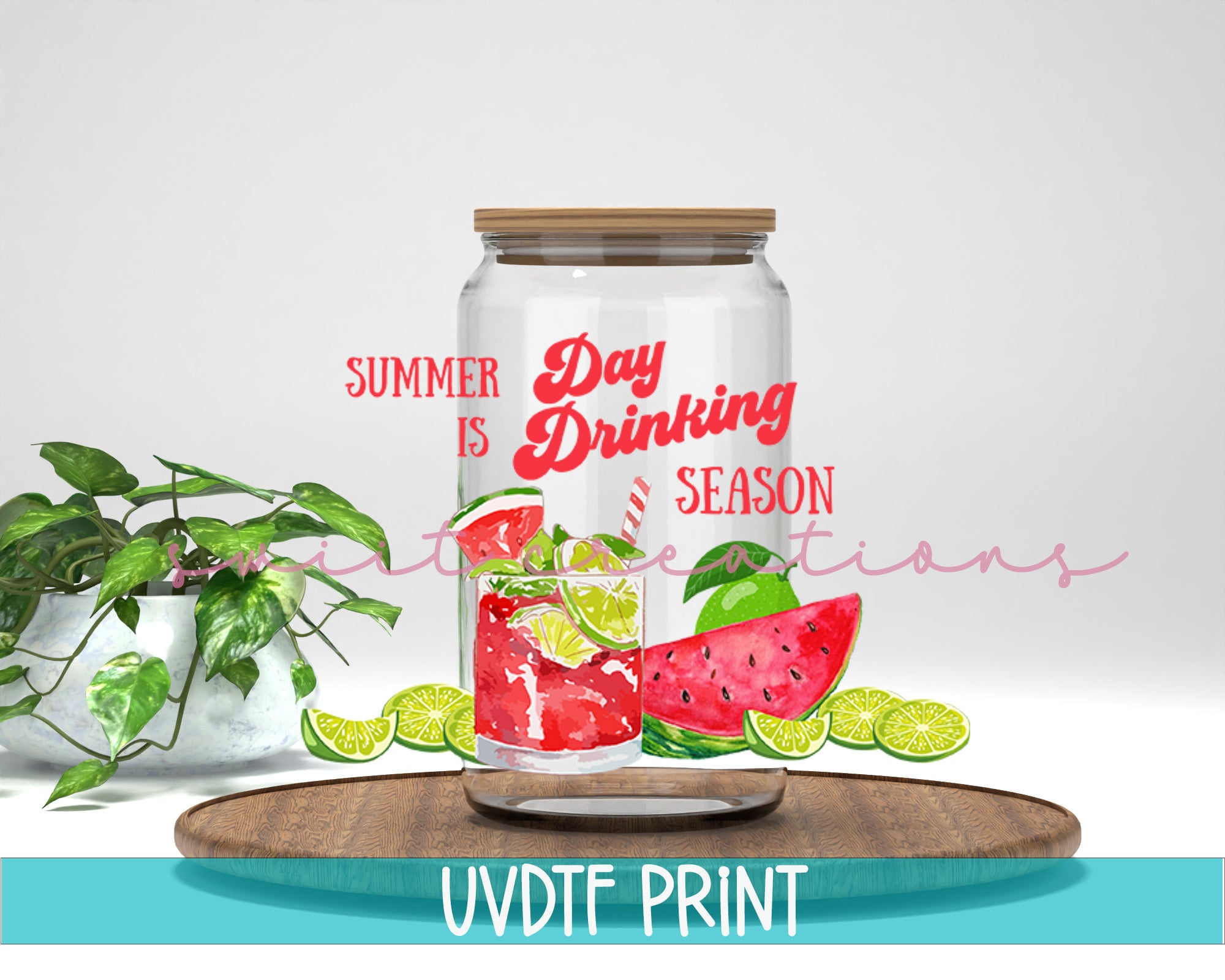 a glass jar filled with watermelon and limeade