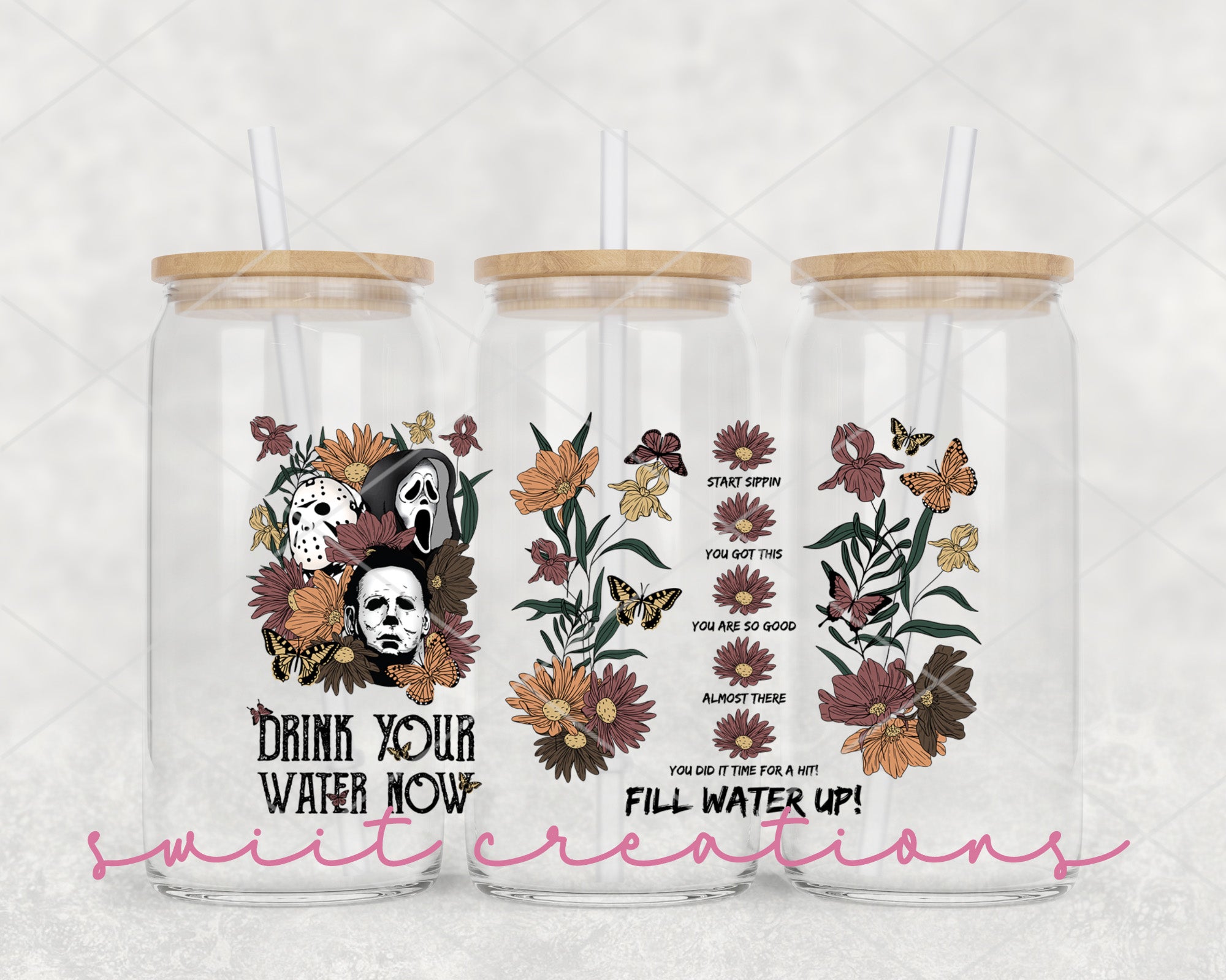 a couple of mason jars filled with water