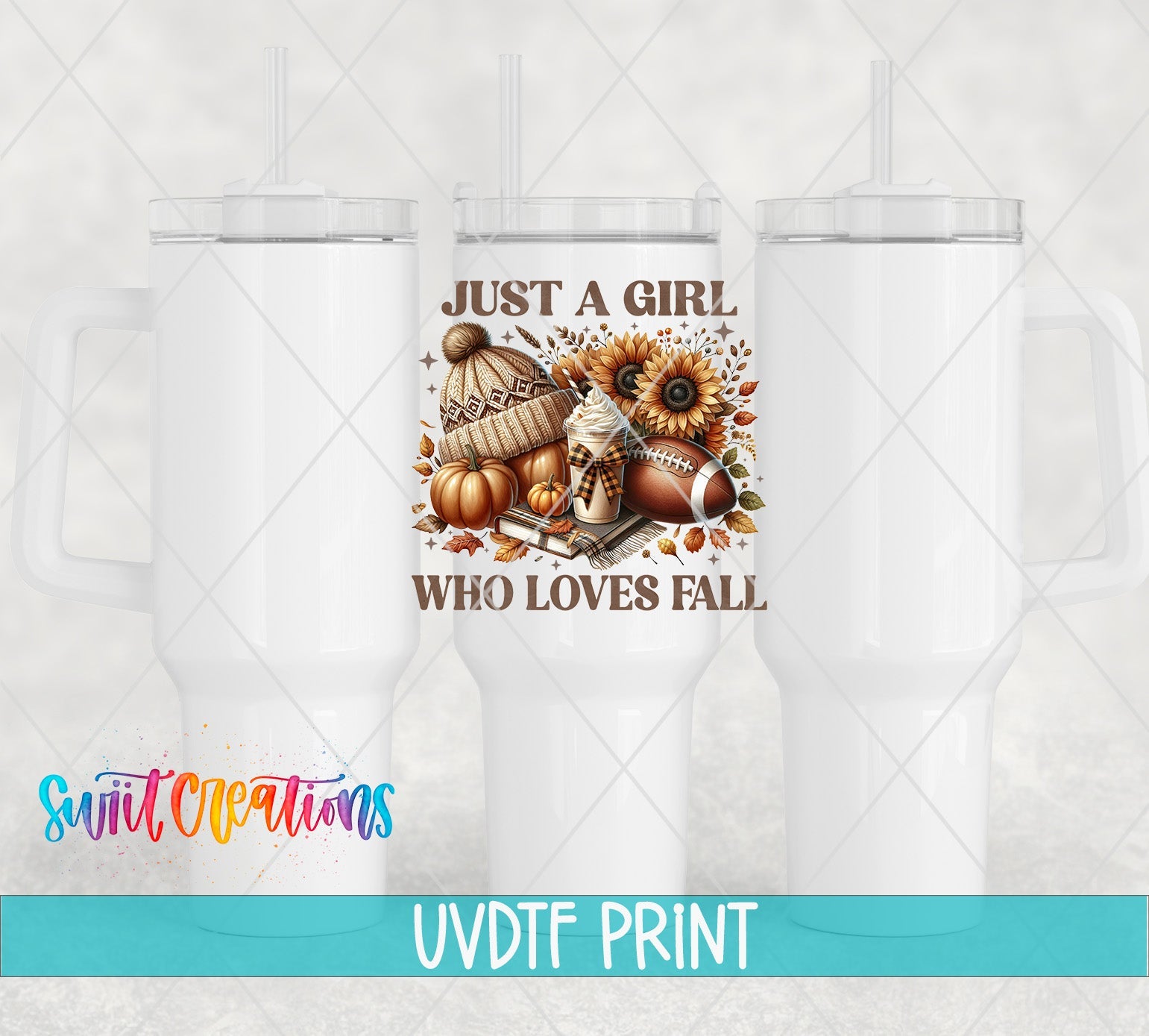 two white mugs with sunflowers and pumpkins on them