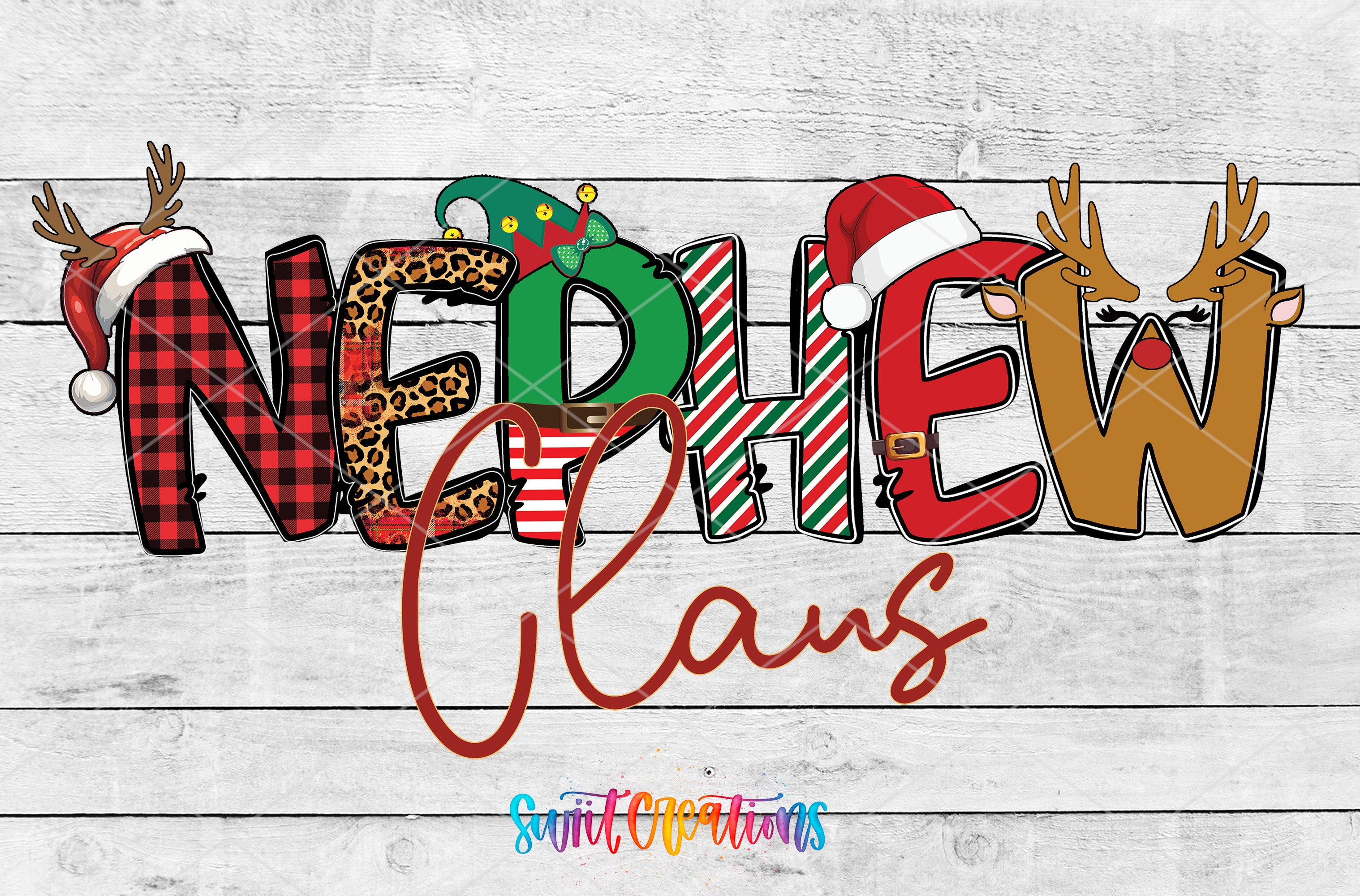 a sign that says nerfew claus on a wooden background