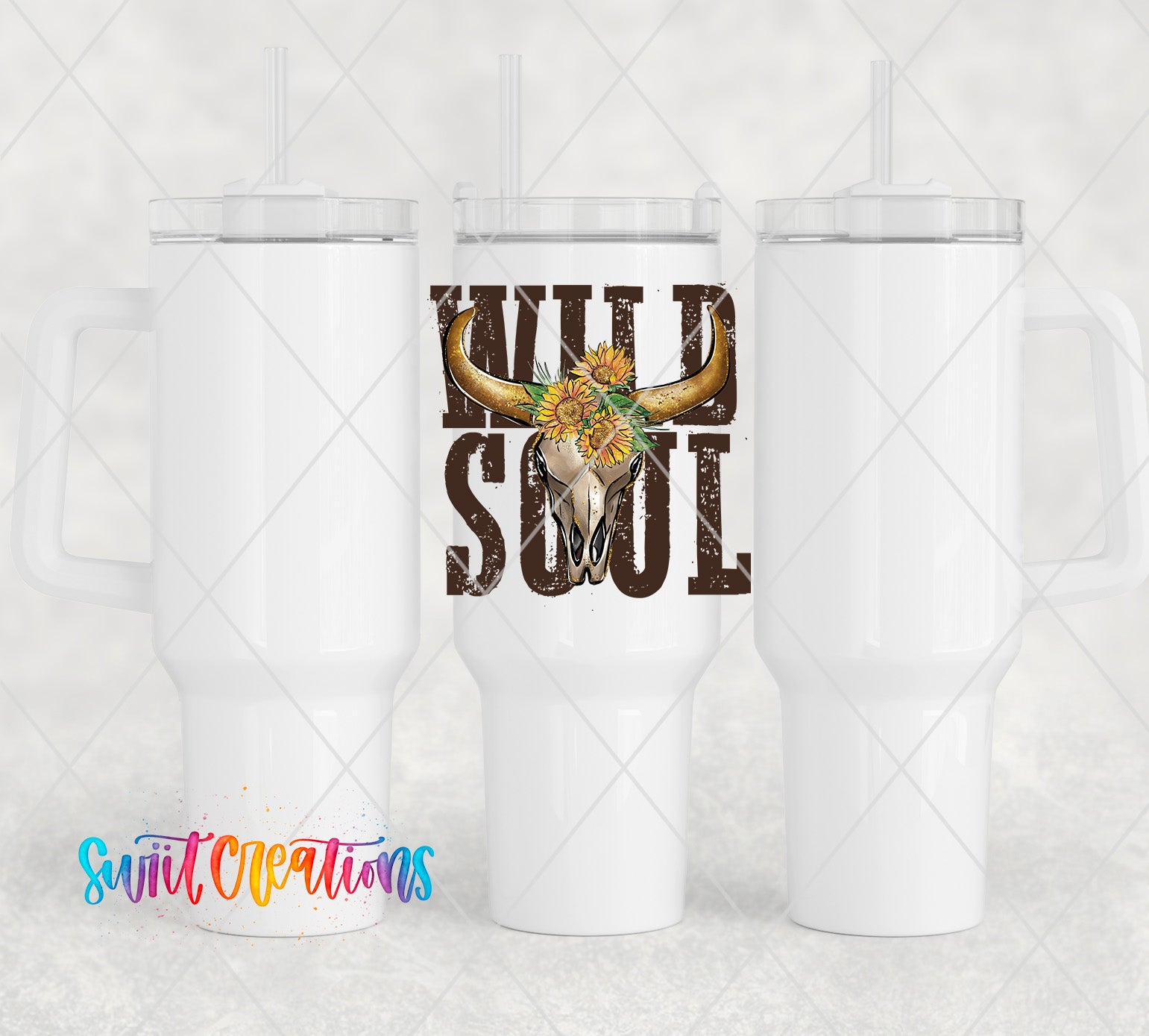 two white coffee mugs with the words wild soul on them