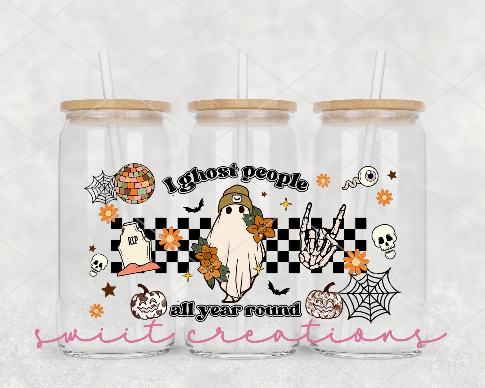 a couple of glass jars with stickers on them