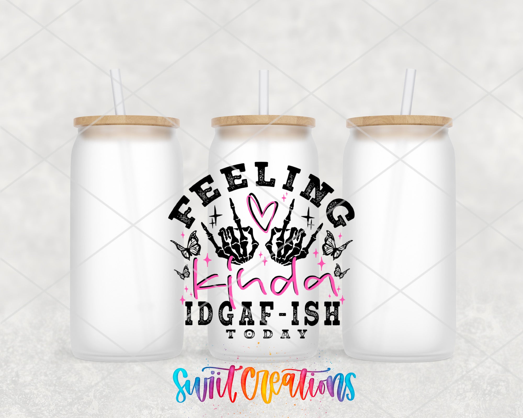 a couple of white mason jars sitting next to each other