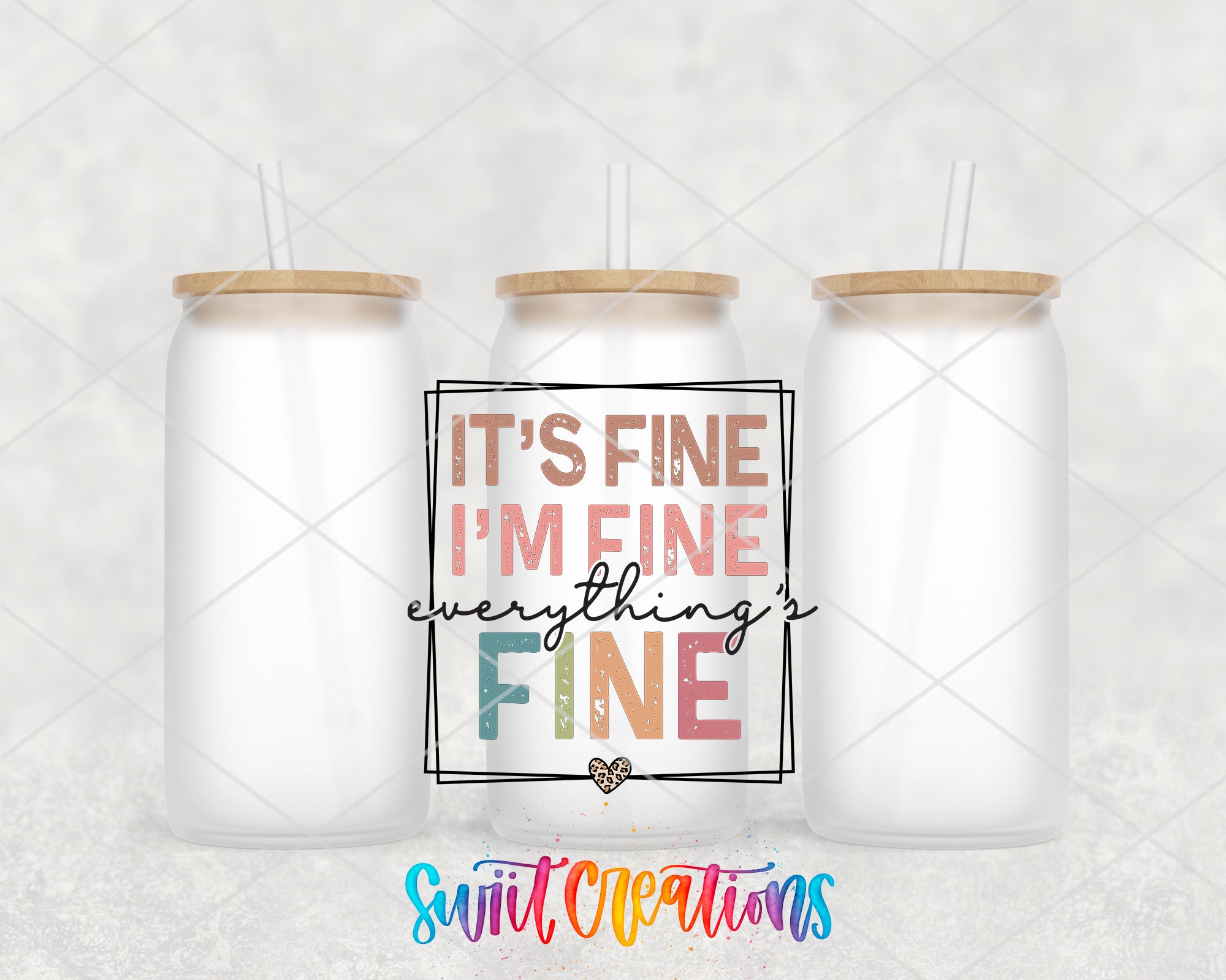 a couple of white mason jars sitting next to each other
