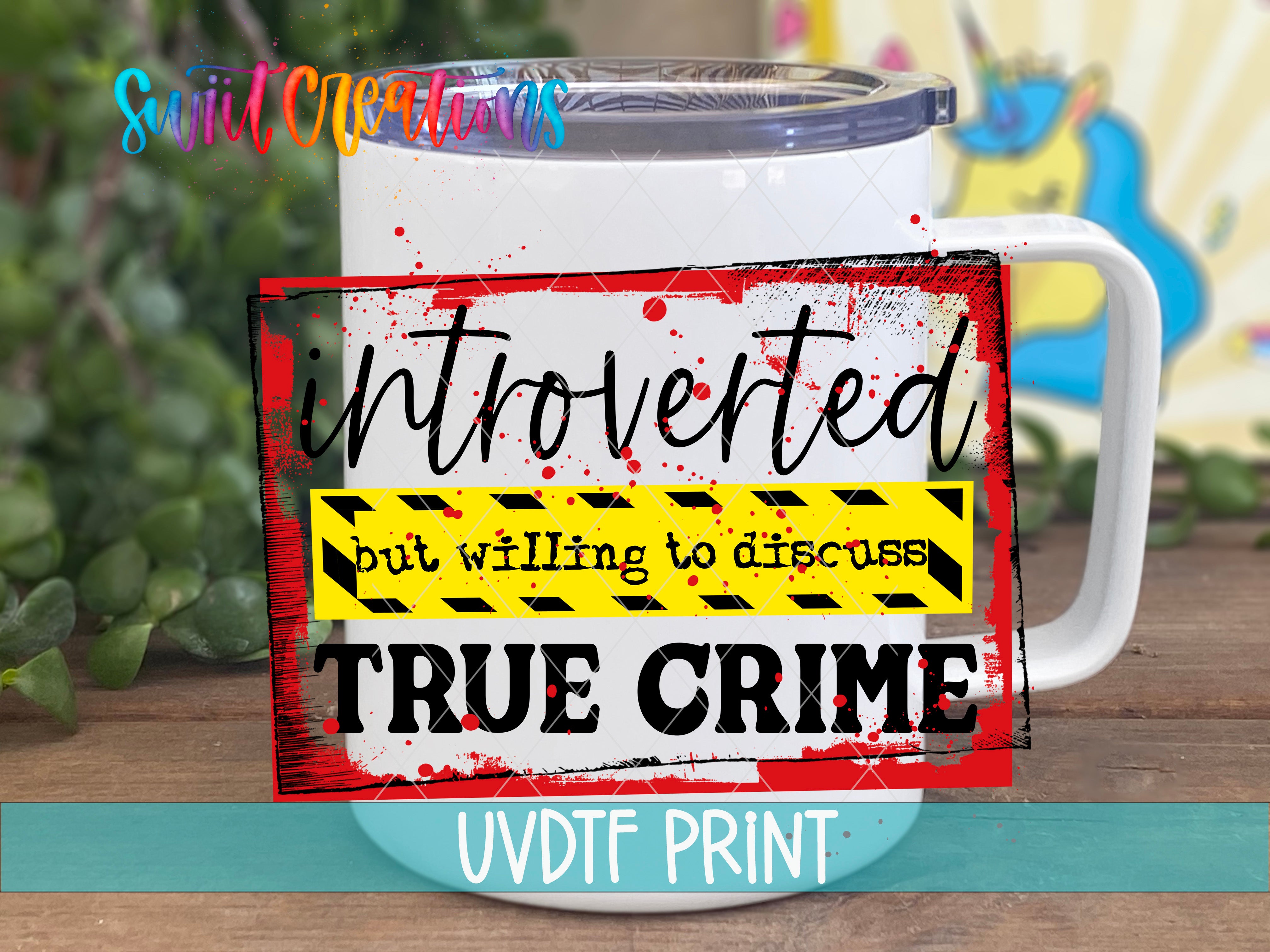 A white mug with a printed message on it, placed on a wooden surface.