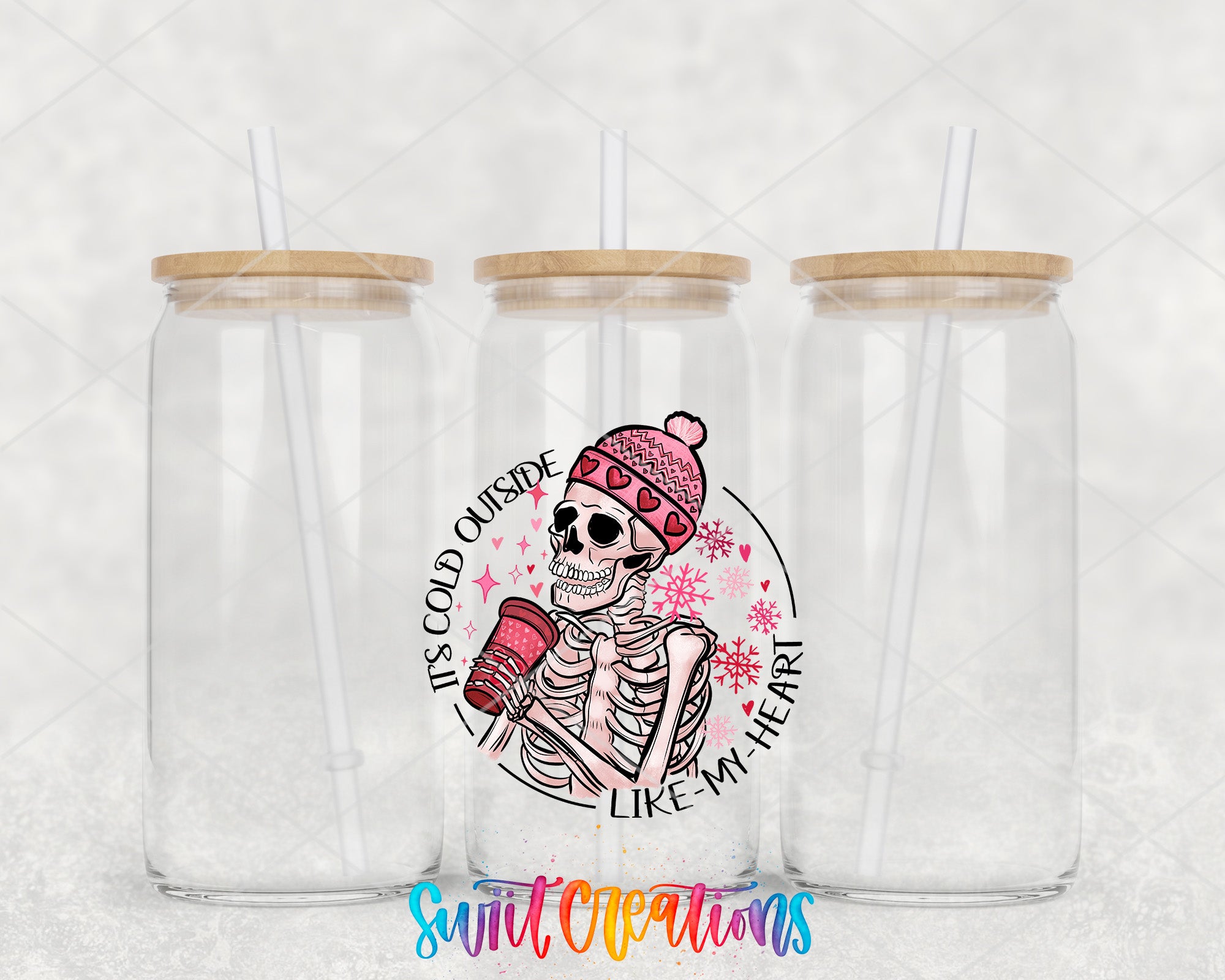 a couple of glasses with a skeleton on them
