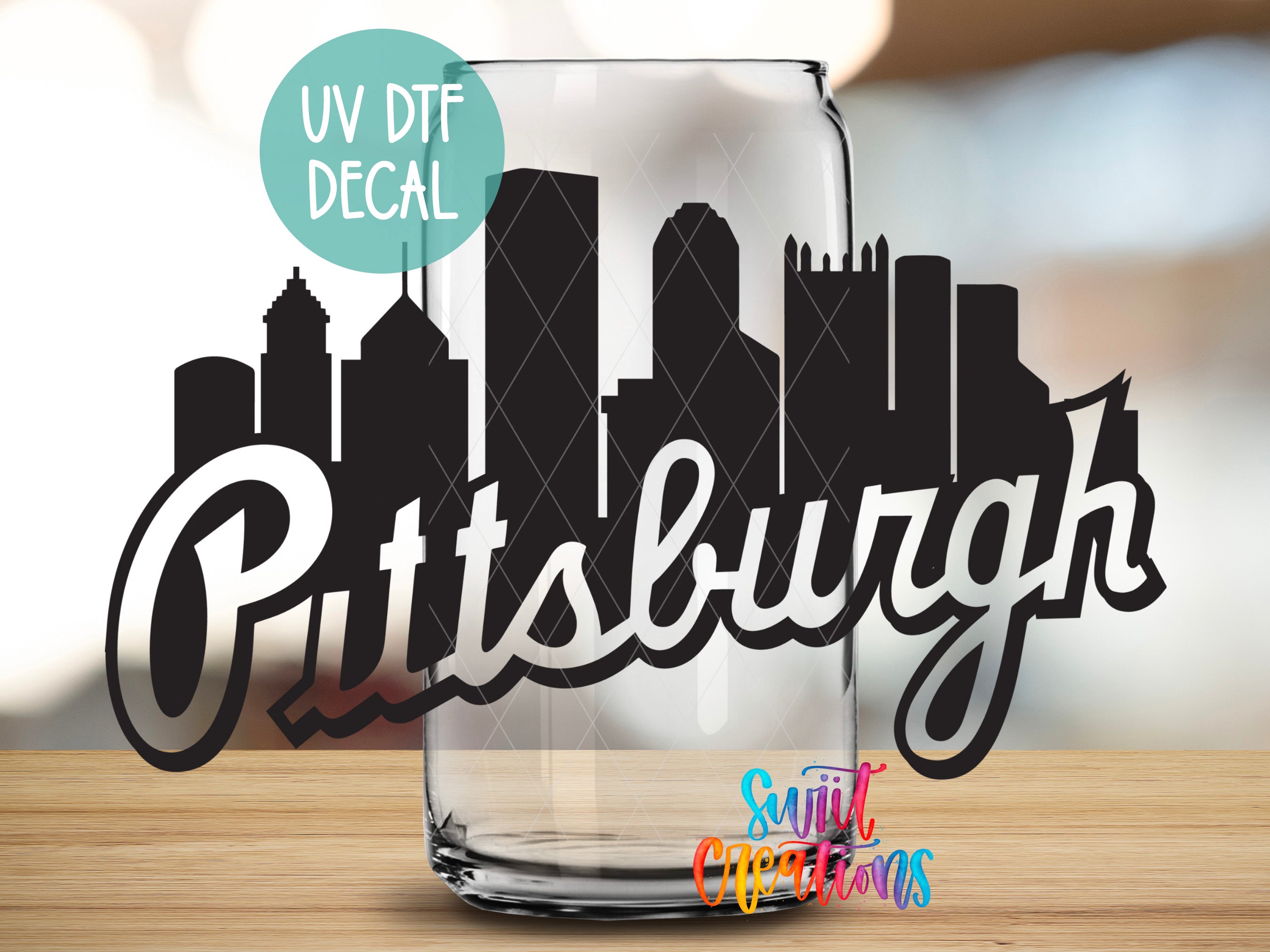 a picture of a glass with the word pittsburgh on it