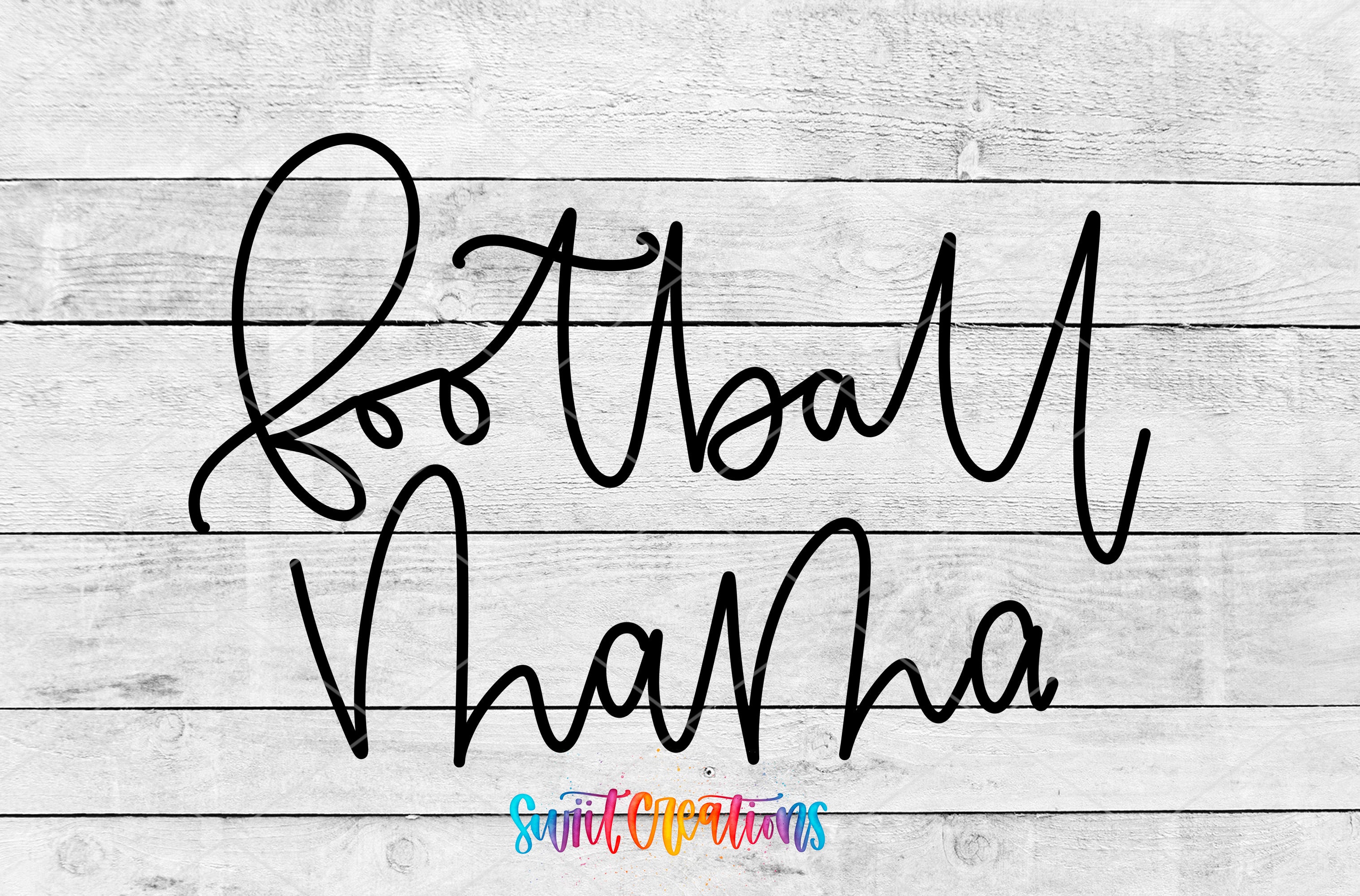 the text "Football" written in a cursive font on a wooden background.