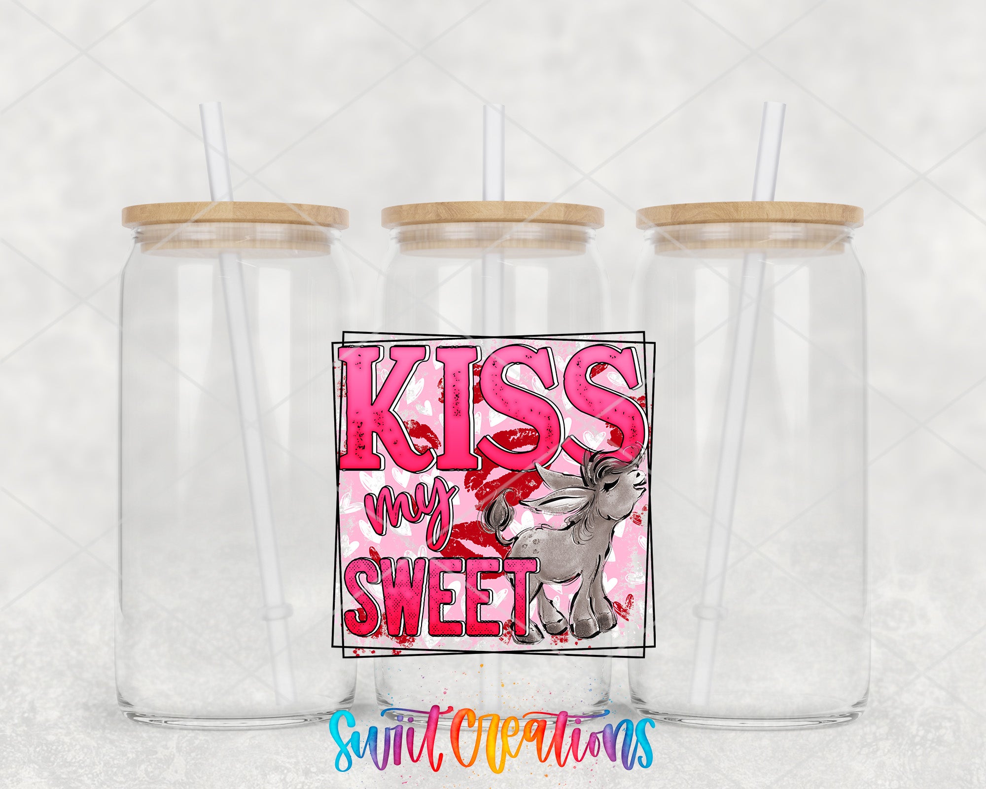 a couple of glass jars sitting on top of a table