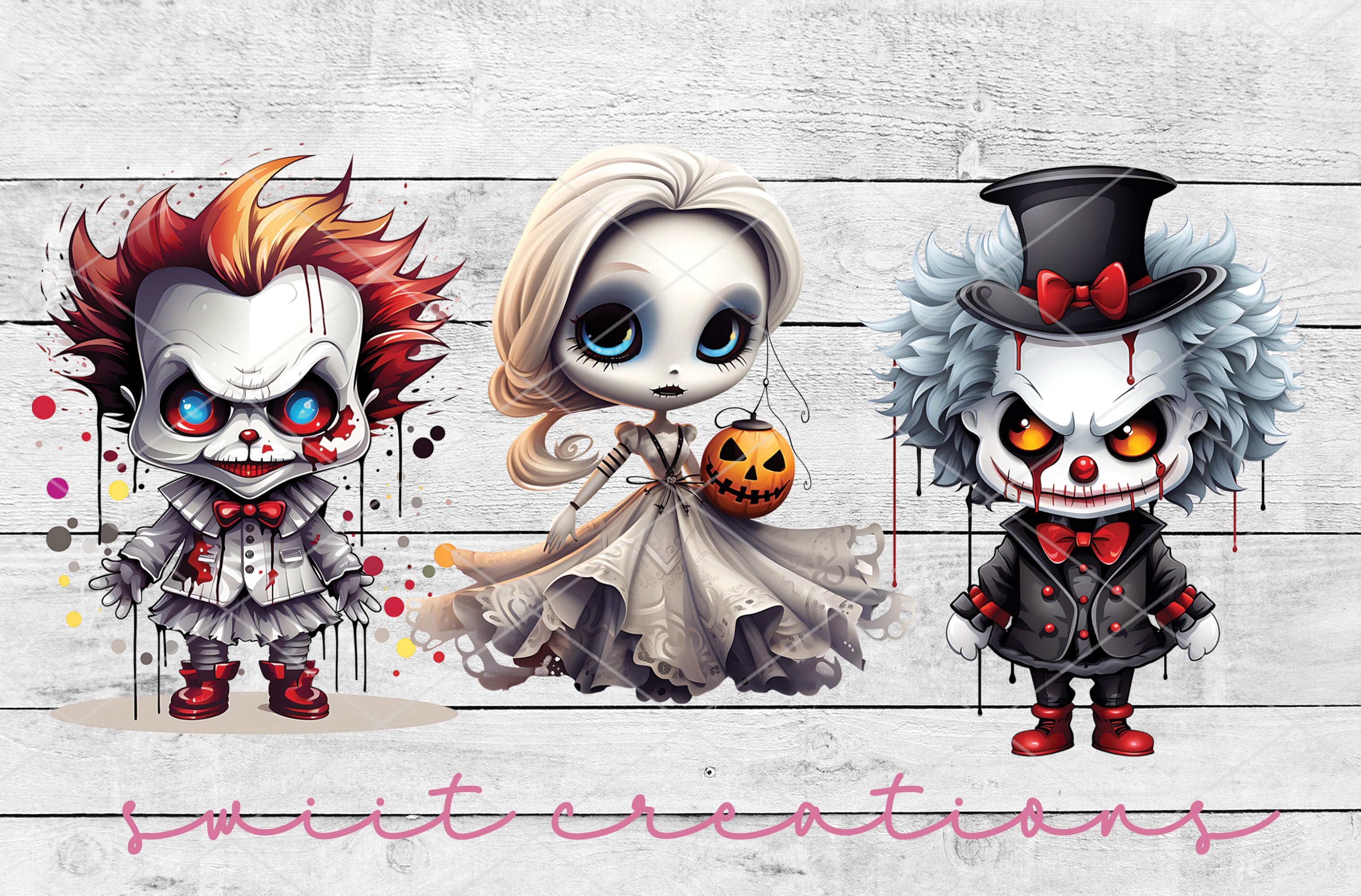 a group of cartoon characters dressed in halloween costumes